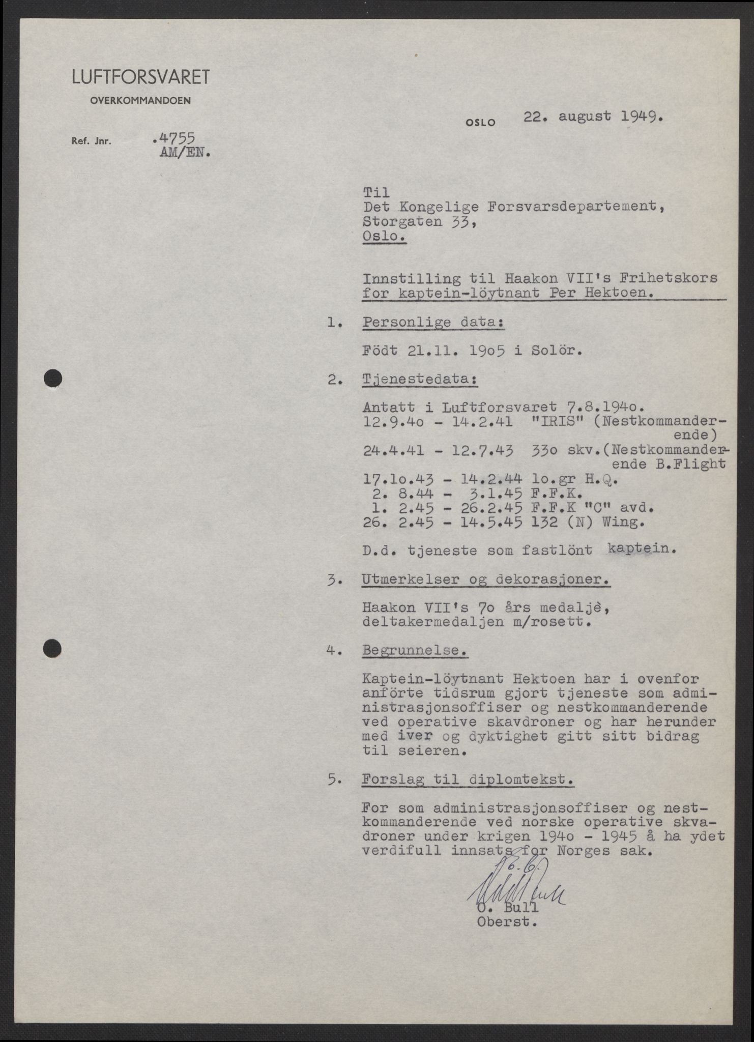 Forsvarsdepartementet, arkivet 1940-1945, AV/RA-RAFA-2062, 1940-1945, p. 552