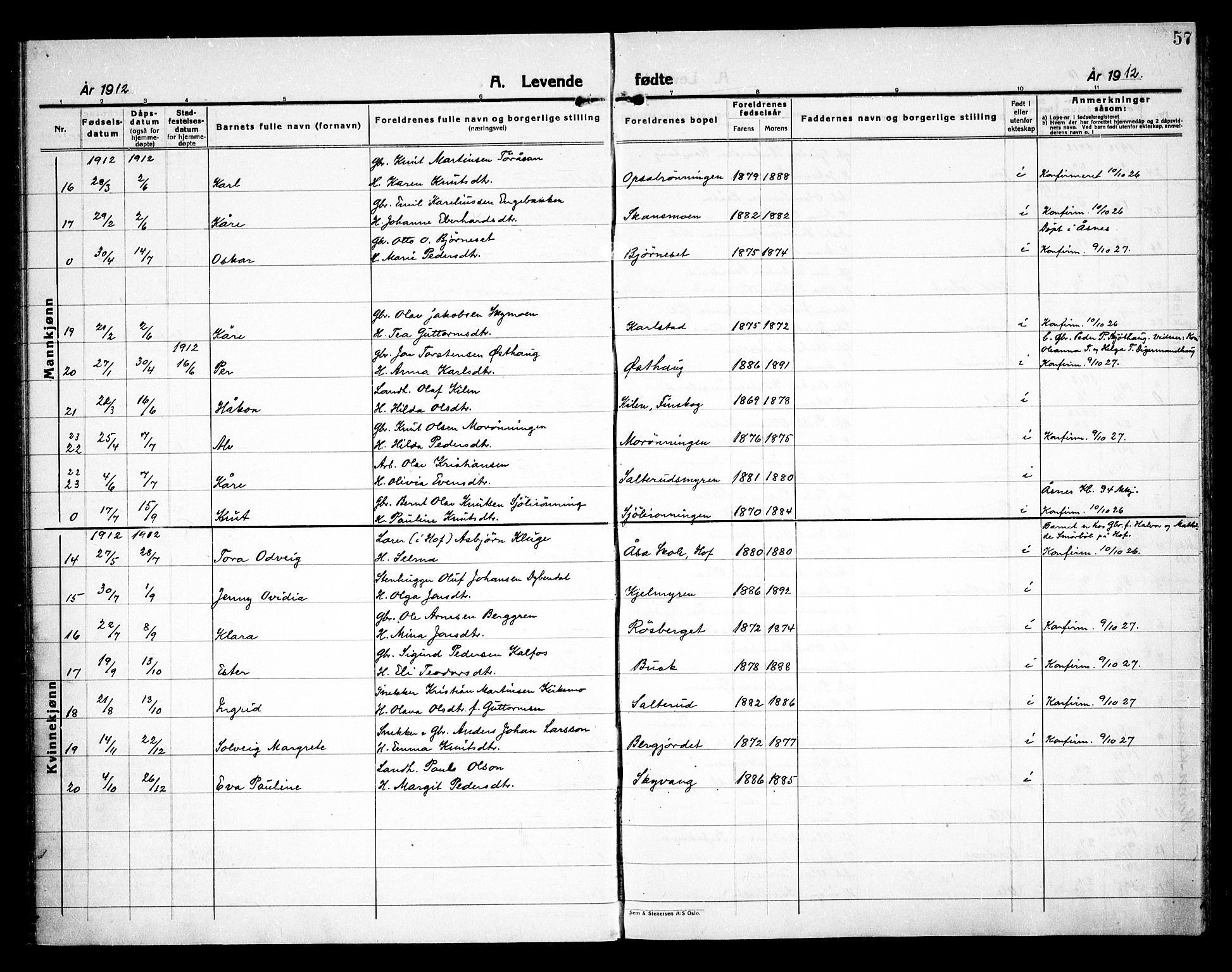 Åsnes prestekontor, AV/SAH-PREST-042/H/Ha/Haa/L0000D: Parish register (official) no. 0B, 1890-1929, p. 57