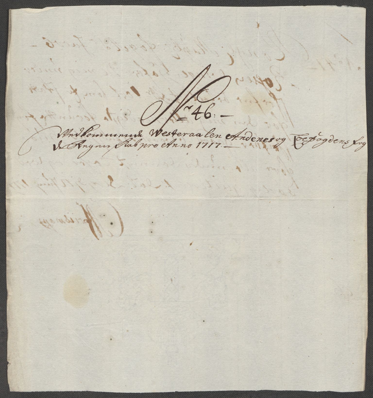 Rentekammeret inntil 1814, Reviderte regnskaper, Fogderegnskap, AV/RA-EA-4092/R67/L4683: Fogderegnskap Vesterålen, Andenes og Lofoten, 1717, p. 254