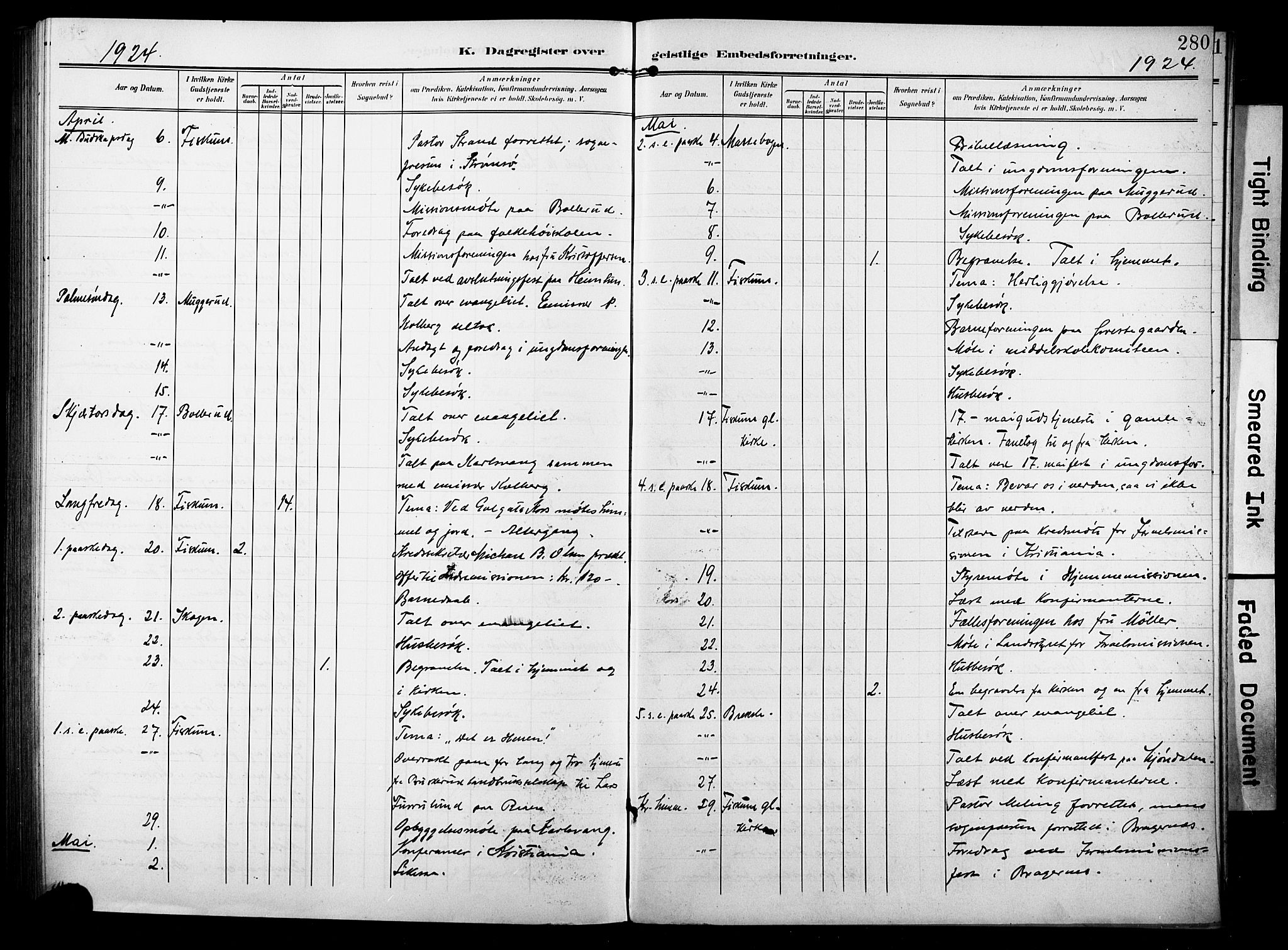 Fiskum kirkebøker, AV/SAKO-A-15/F/Fa/L0004: Parish register (official) no. 4, 1906-1924, p. 280