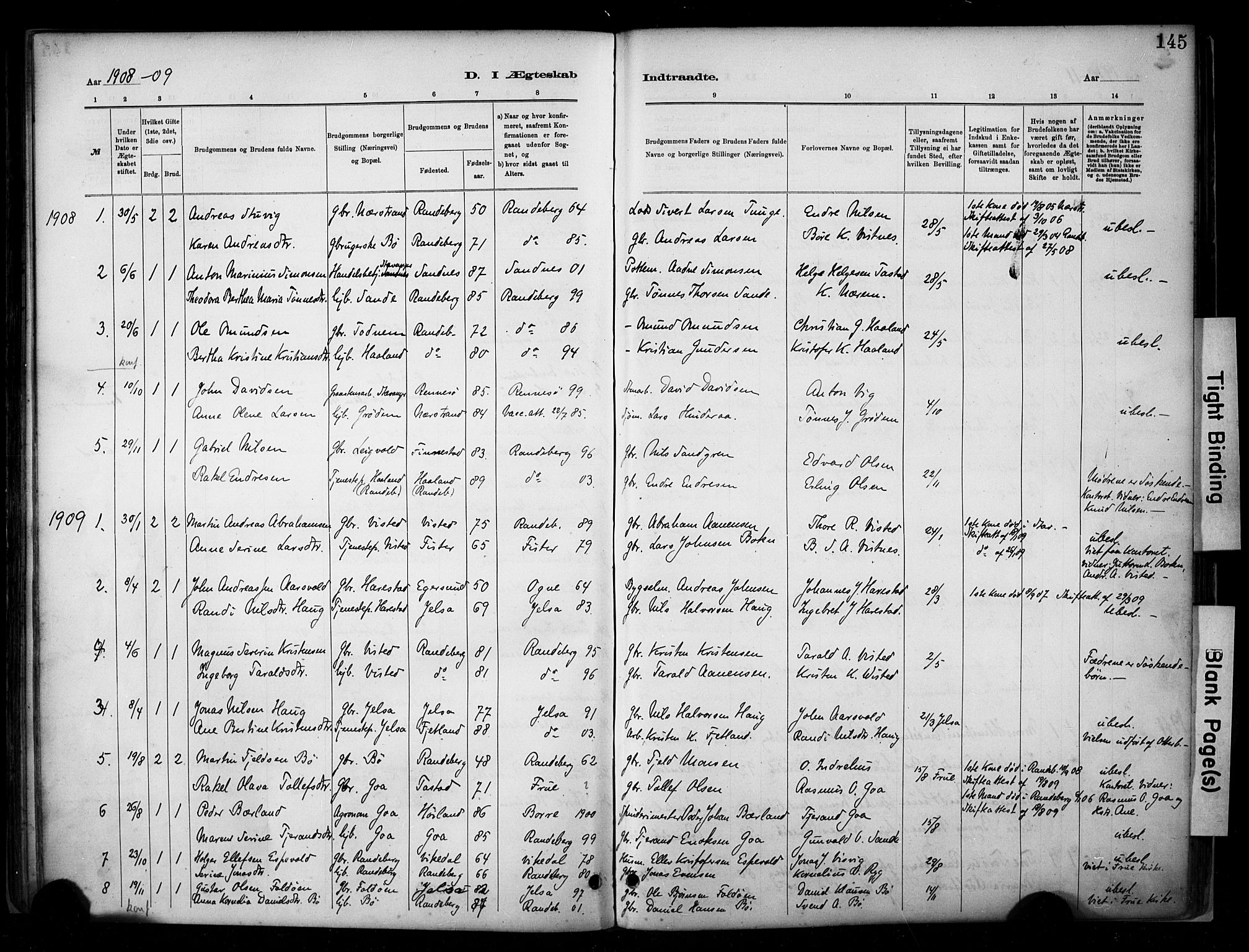 Hetland sokneprestkontor, SAST/A-101826/30/30BA/L0009: Parish register (official) no. A 9, 1882-1918, p. 145