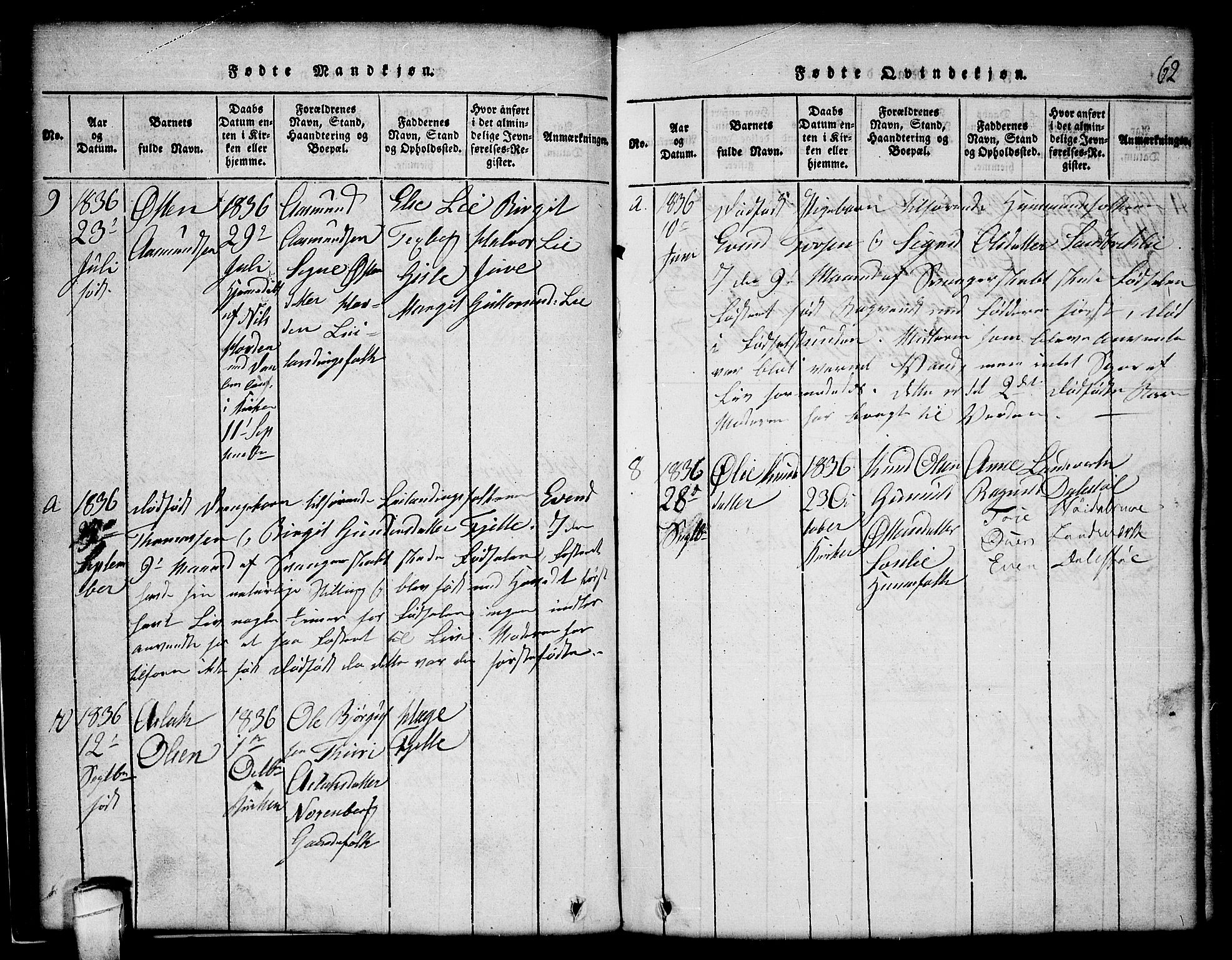 Lårdal kirkebøker, SAKO/A-284/G/Gc/L0001: Parish register (copy) no. III 1, 1815-1854, p. 62