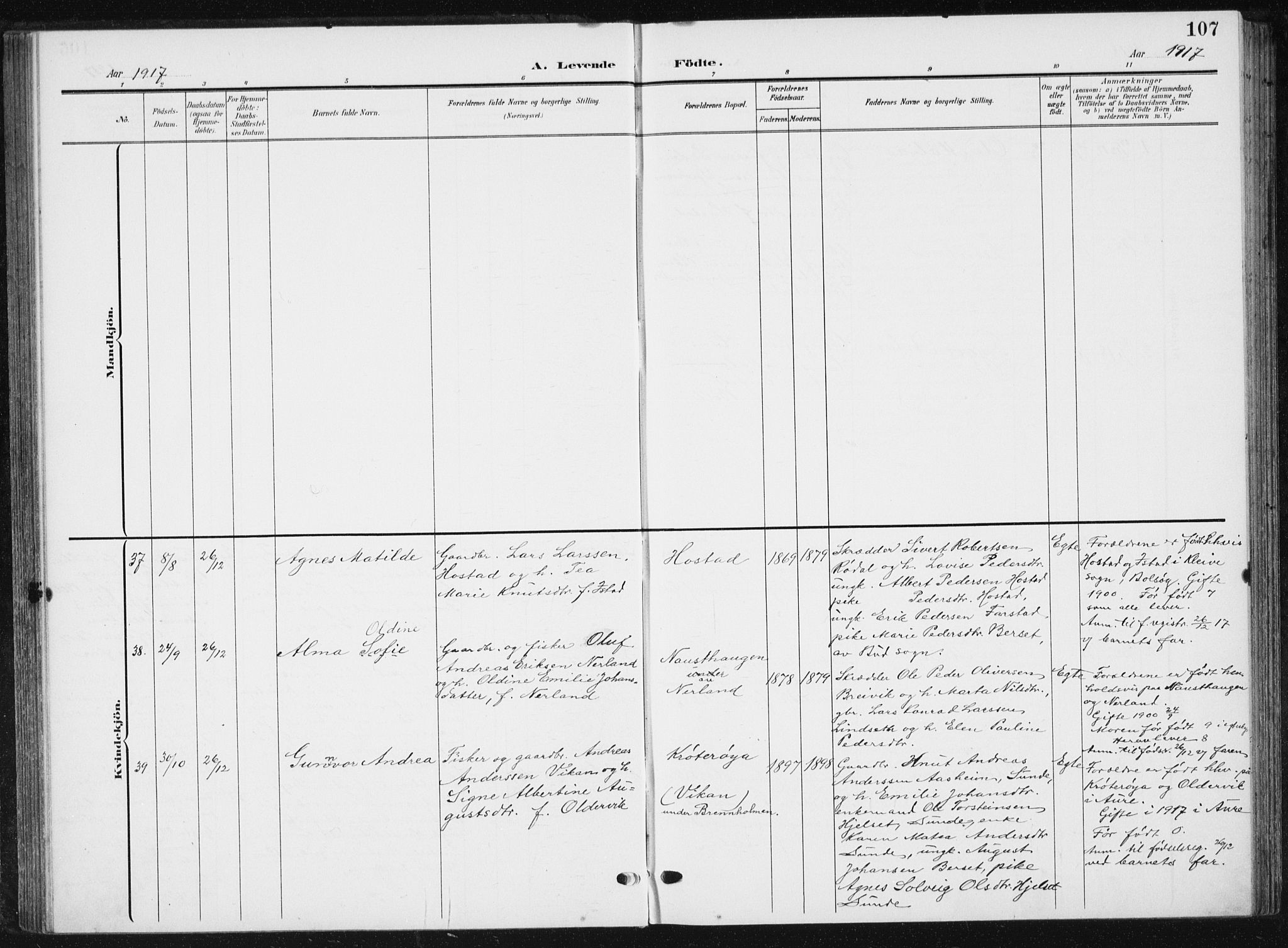 Ministerialprotokoller, klokkerbøker og fødselsregistre - Møre og Romsdal, AV/SAT-A-1454/567/L0784: Parish register (copy) no. 567C04, 1903-1938, p. 107