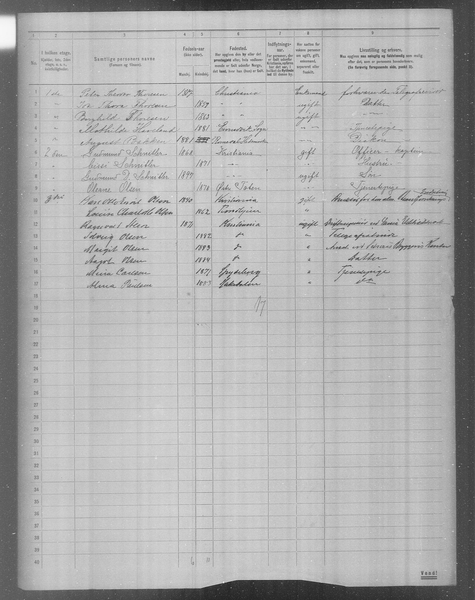 OBA, Municipal Census 1904 for Kristiania, 1904, p. 16137