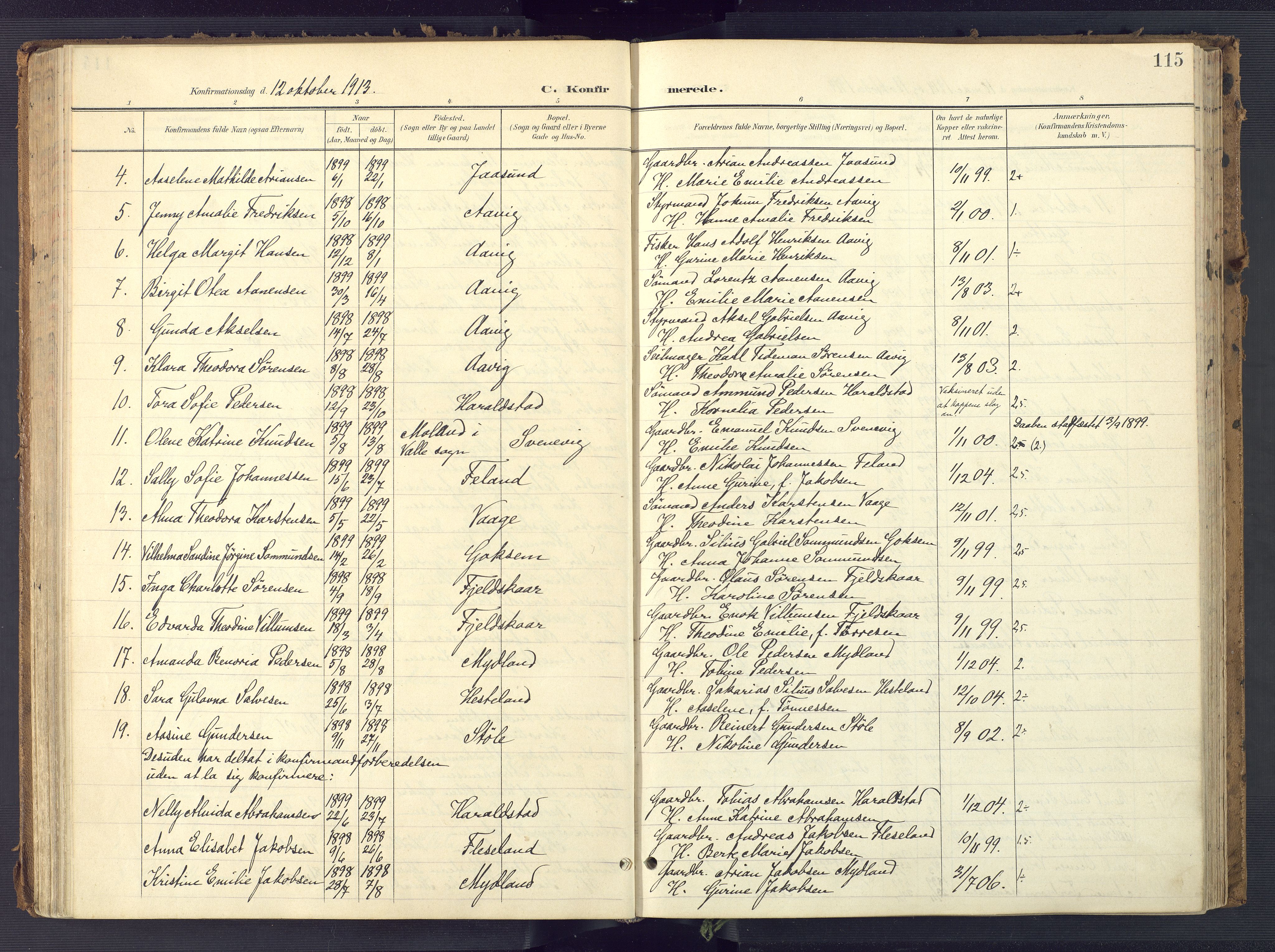 Sør-Audnedal sokneprestkontor, AV/SAK-1111-0039/F/Fa/Faa/L0005: Parish register (official) no. A 5, 1900-1923, p. 115