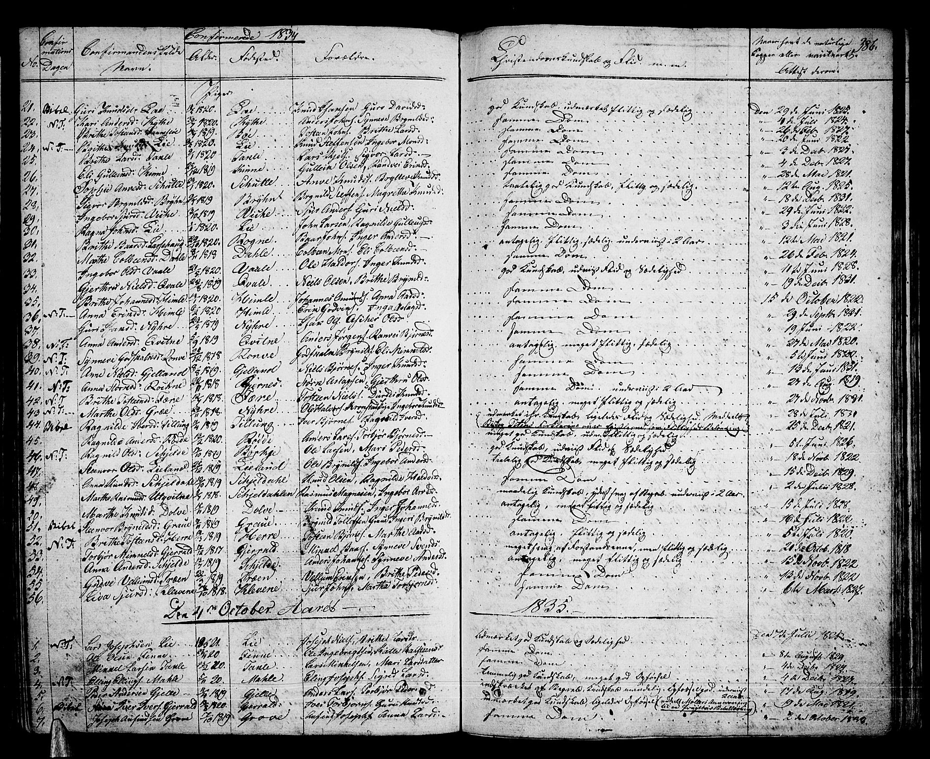 Voss sokneprestembete, SAB/A-79001/H/Haa: Parish register (official) no. A 12, 1823-1837, p. 386