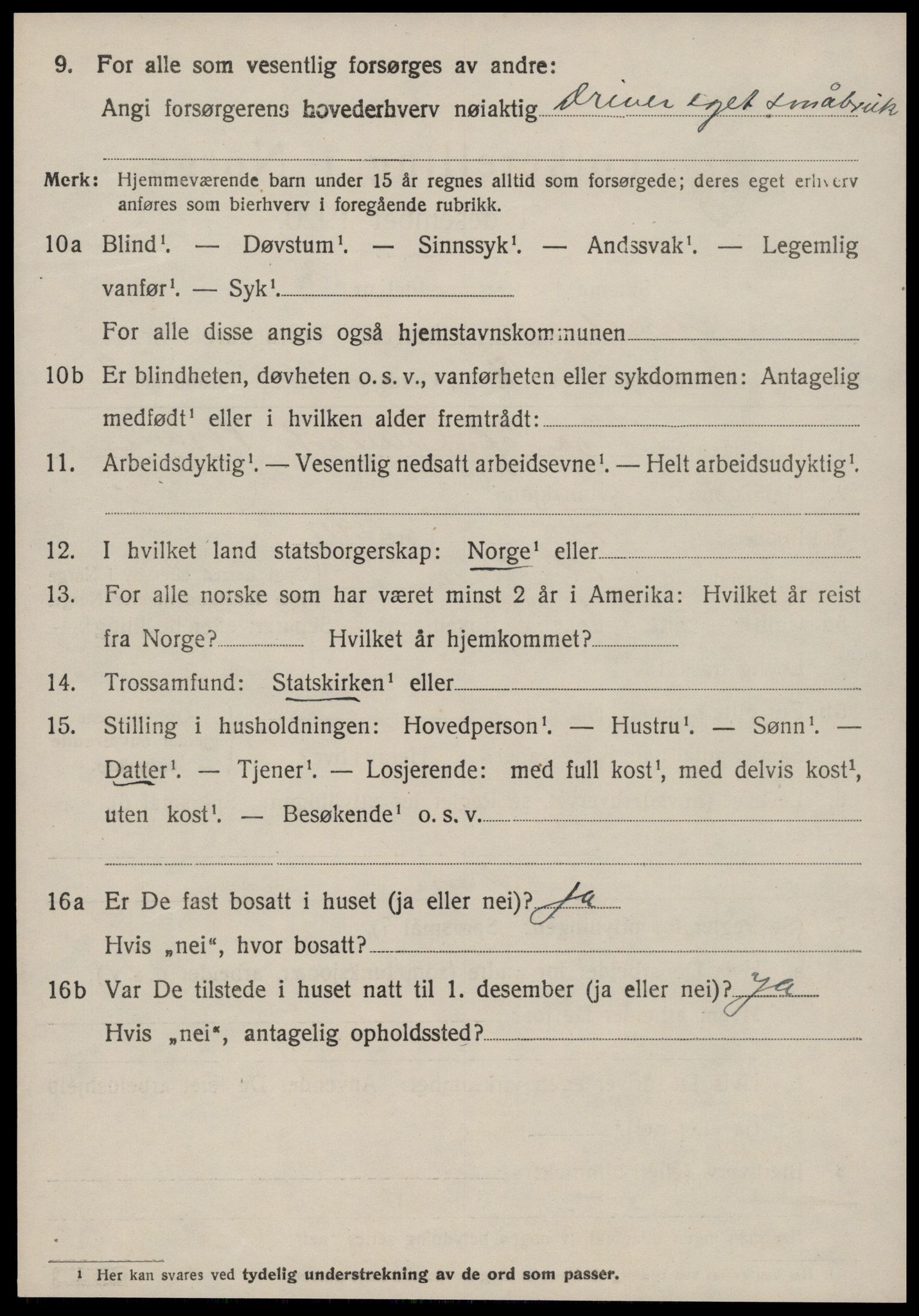 SAT, 1920 census for Grytten, 1920, p. 4143