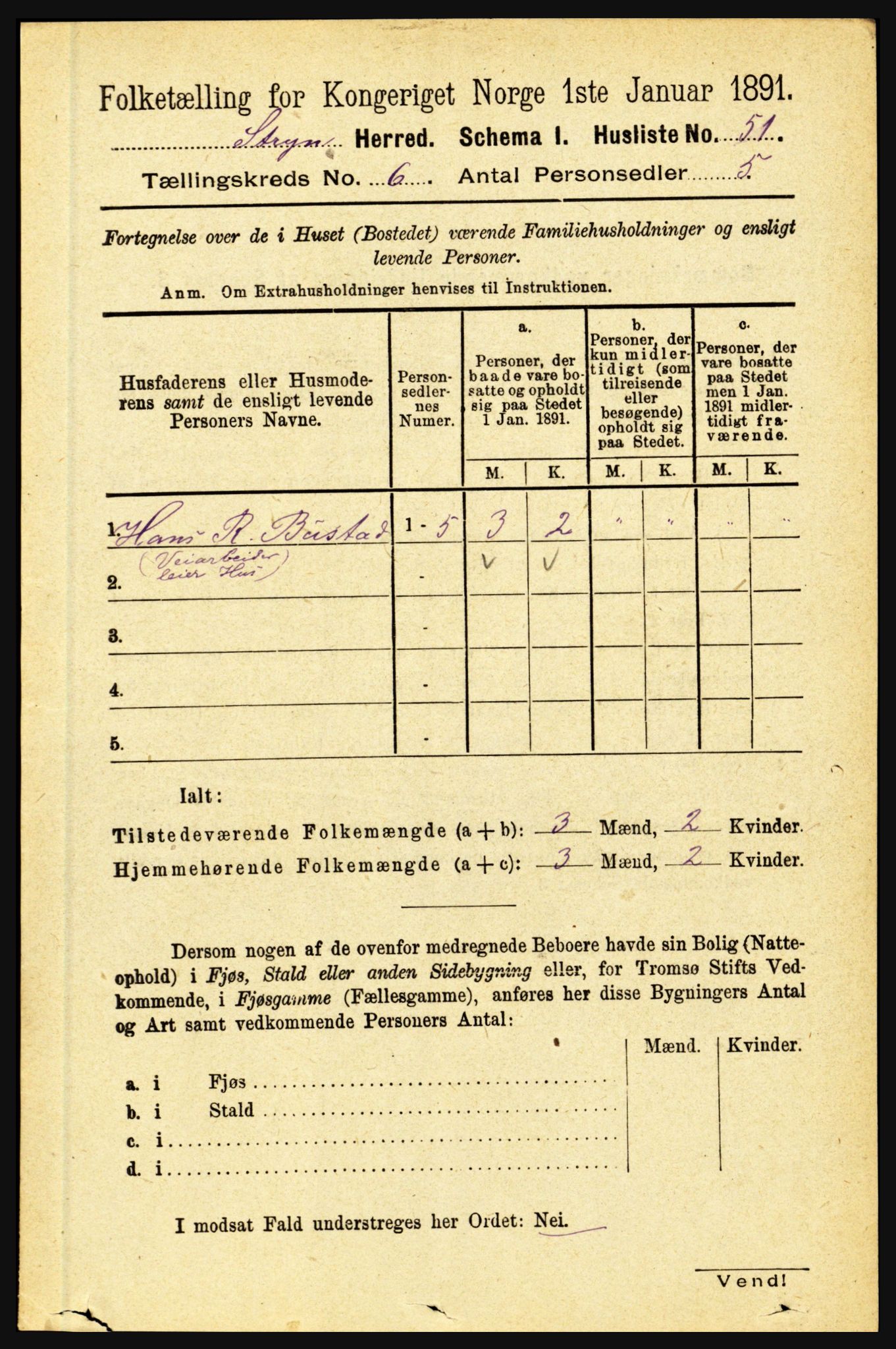 RA, 1891 census for 1448 Stryn, 1891, p. 2381