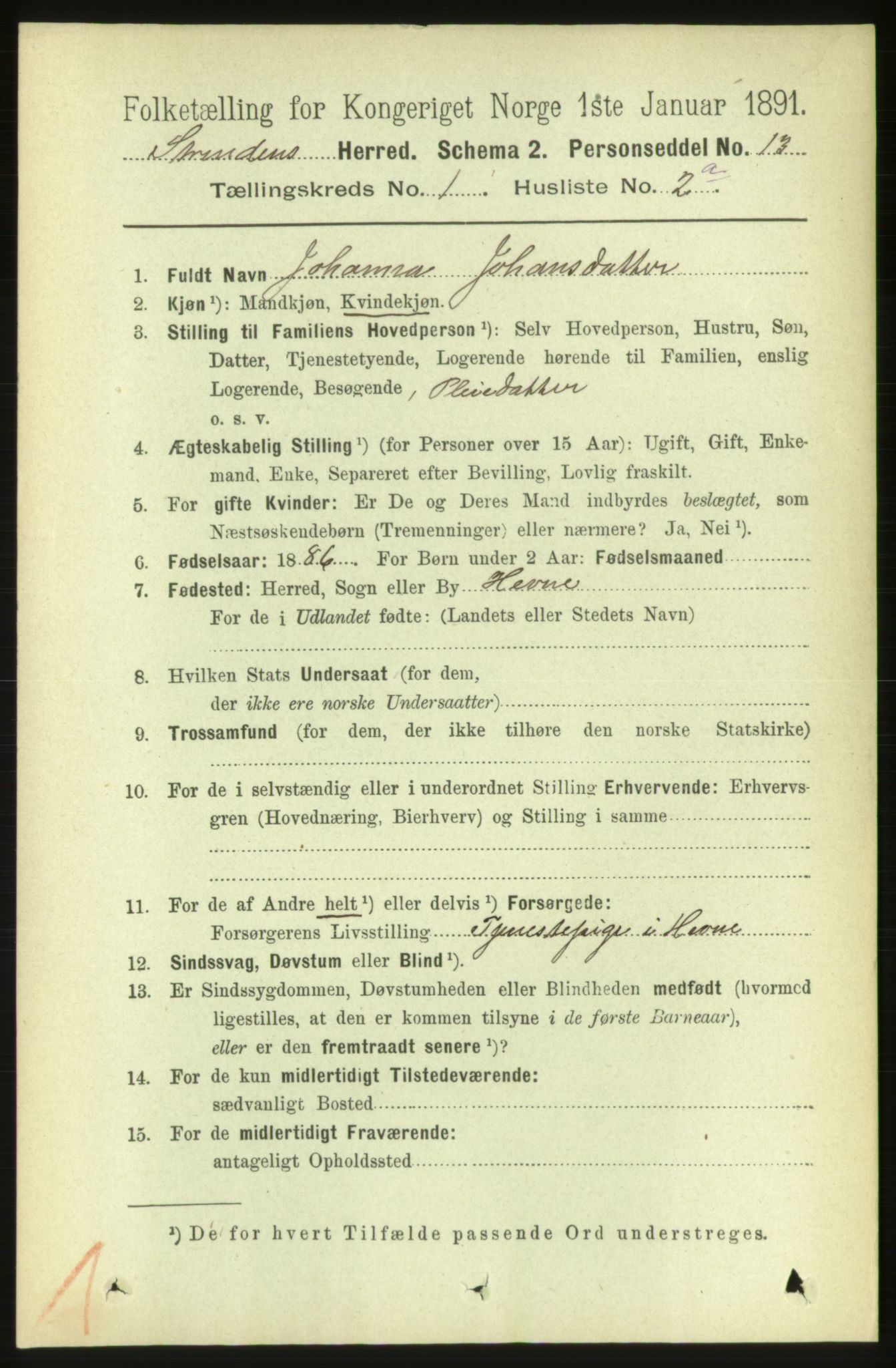 RA, 1891 census for 1660 Strinda, 1891, p. 124