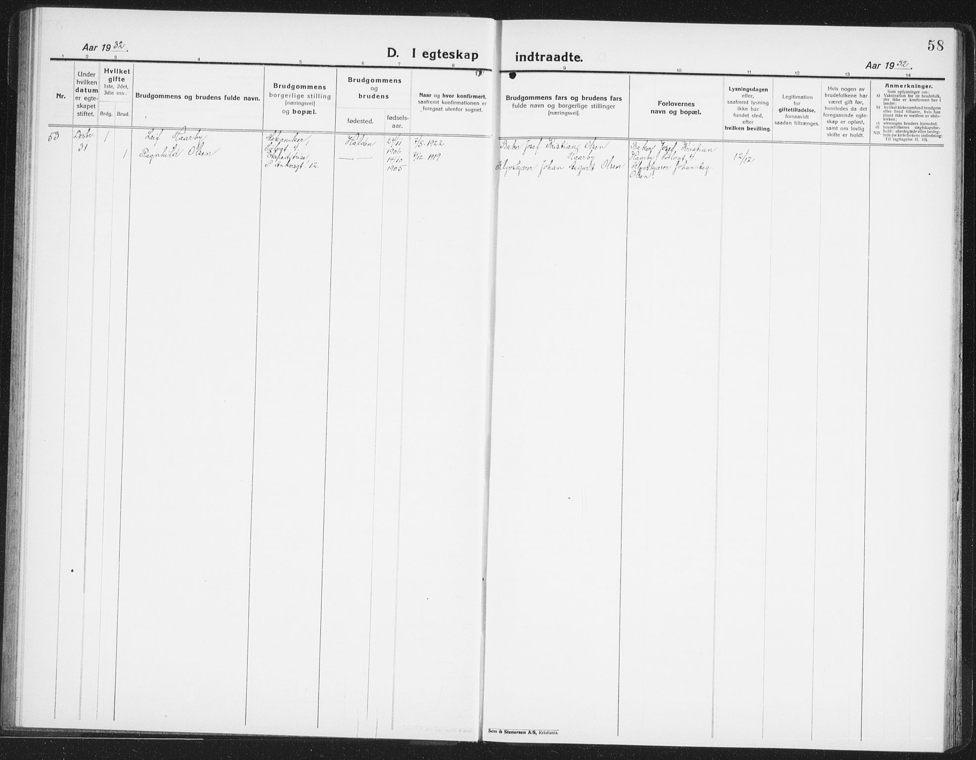 Halden prestekontor Kirkebøker, AV/SAO-A-10909/G/Ga/L0014: Parish register (copy) no. 14, 1925-1943, p. 58