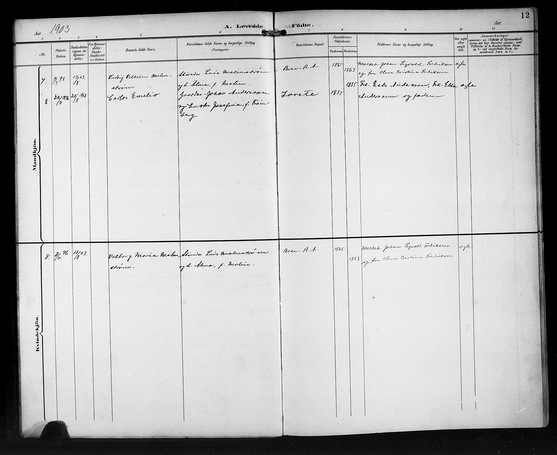 Den norske sjømannsmisjon i utlandet/Syd-Amerika (Buenos Aires m.fl.), SAB/SAB/PA-0118/H/Ha/L0002: Parish register (official) no. A 2, 1899-1919, p. 12