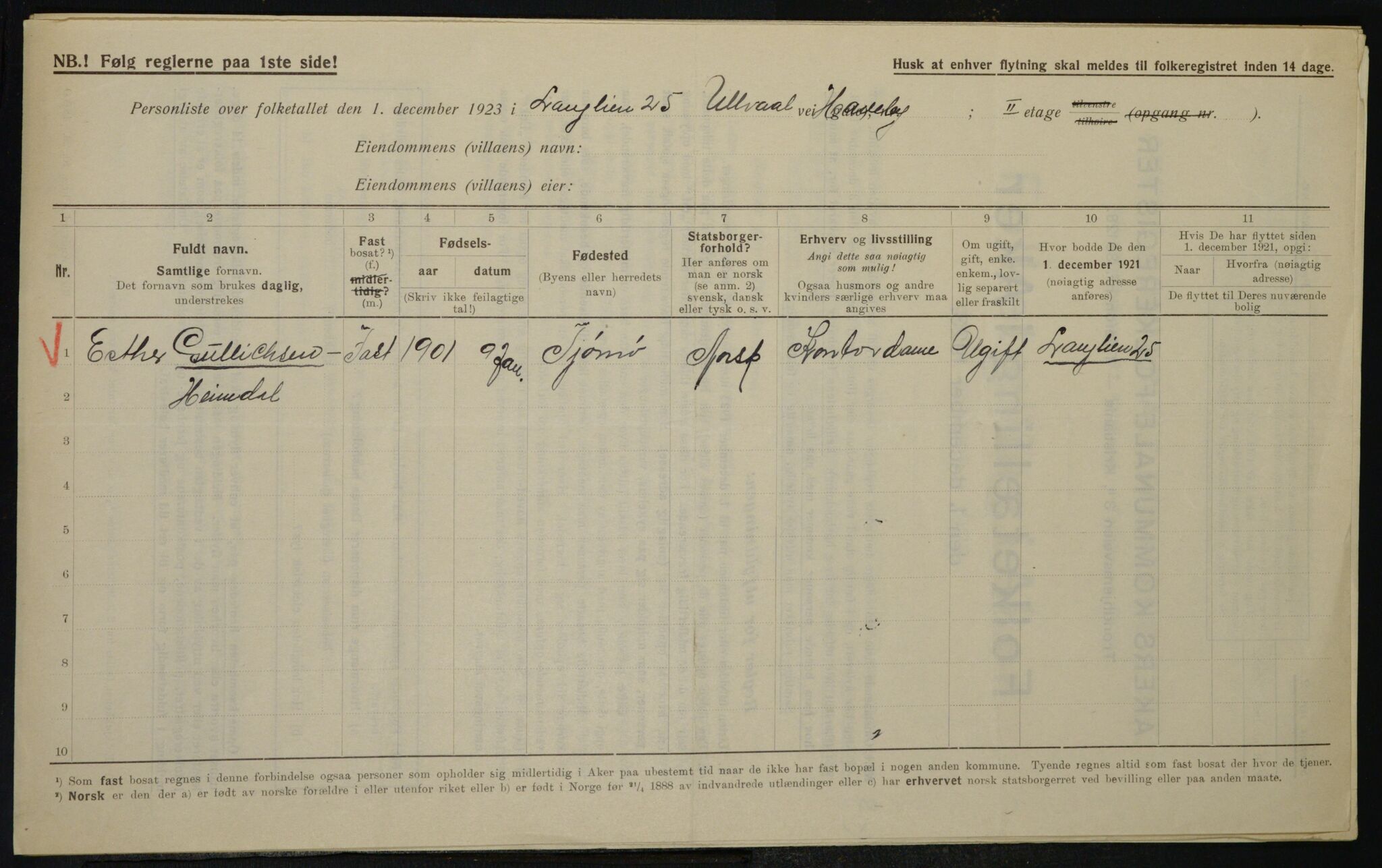 , Municipal Census 1923 for Aker, 1923, p. 21350