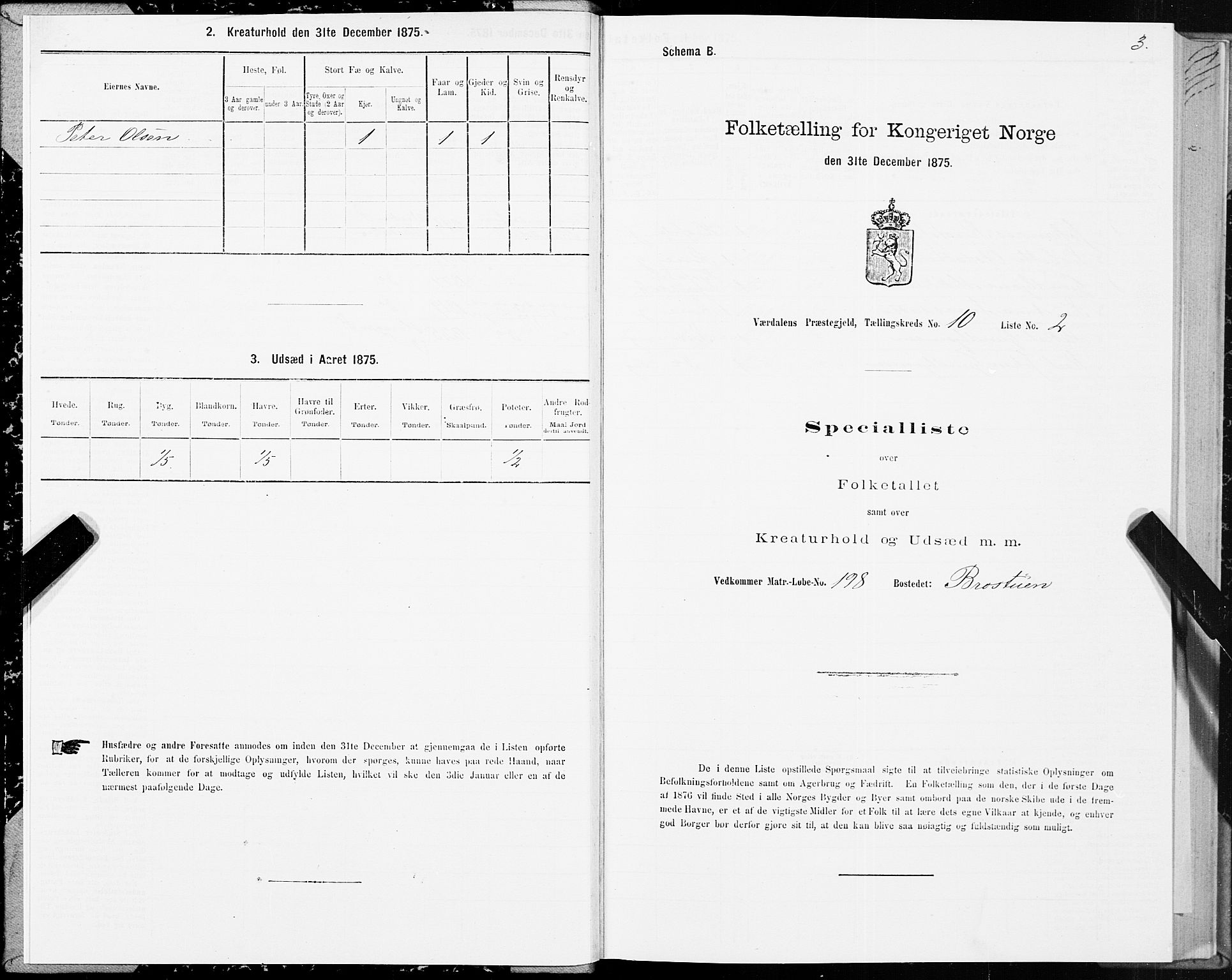 SAT, 1875 census for 1721P Verdal, 1875, p. 6003