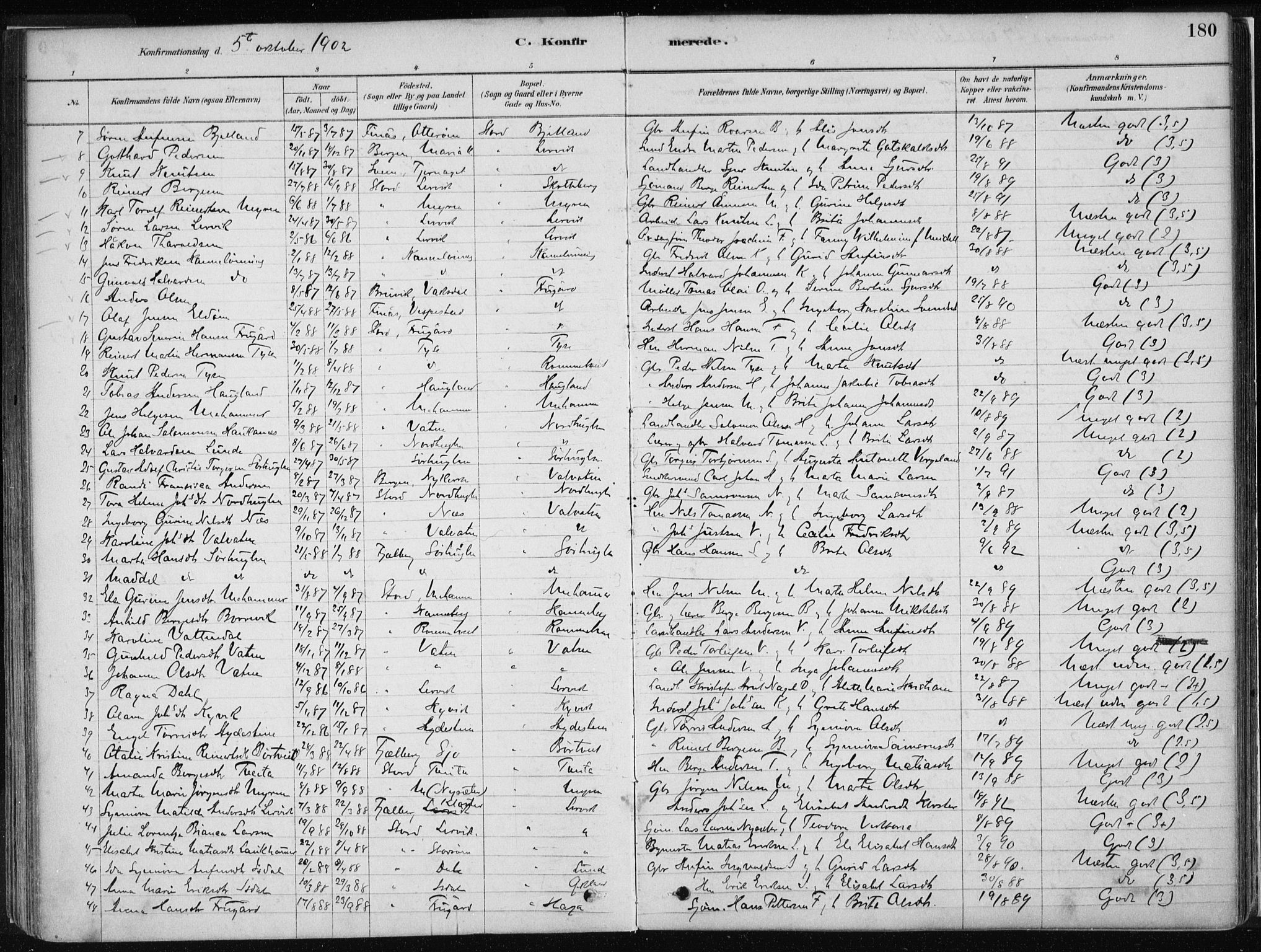 Stord sokneprestembete, SAB/A-78201/H/Haa: Parish register (official) no. B 2, 1878-1913, p. 180