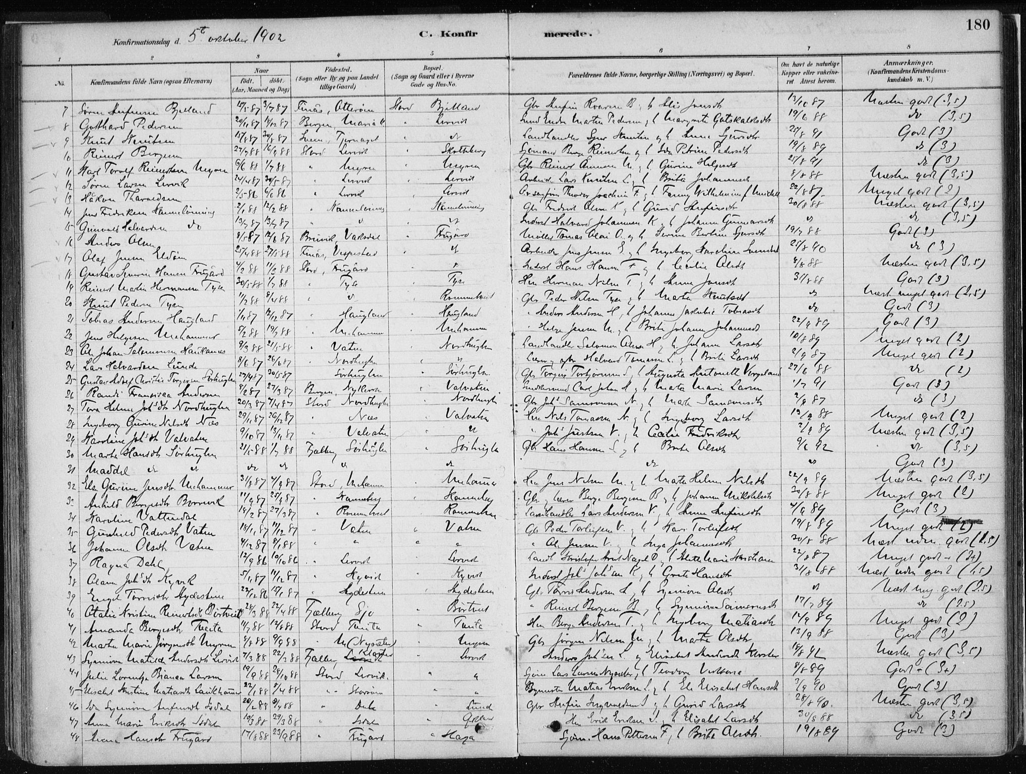 Stord sokneprestembete, AV/SAB-A-78201/H/Haa: Parish register (official) no. B 2, 1878-1913, p. 180