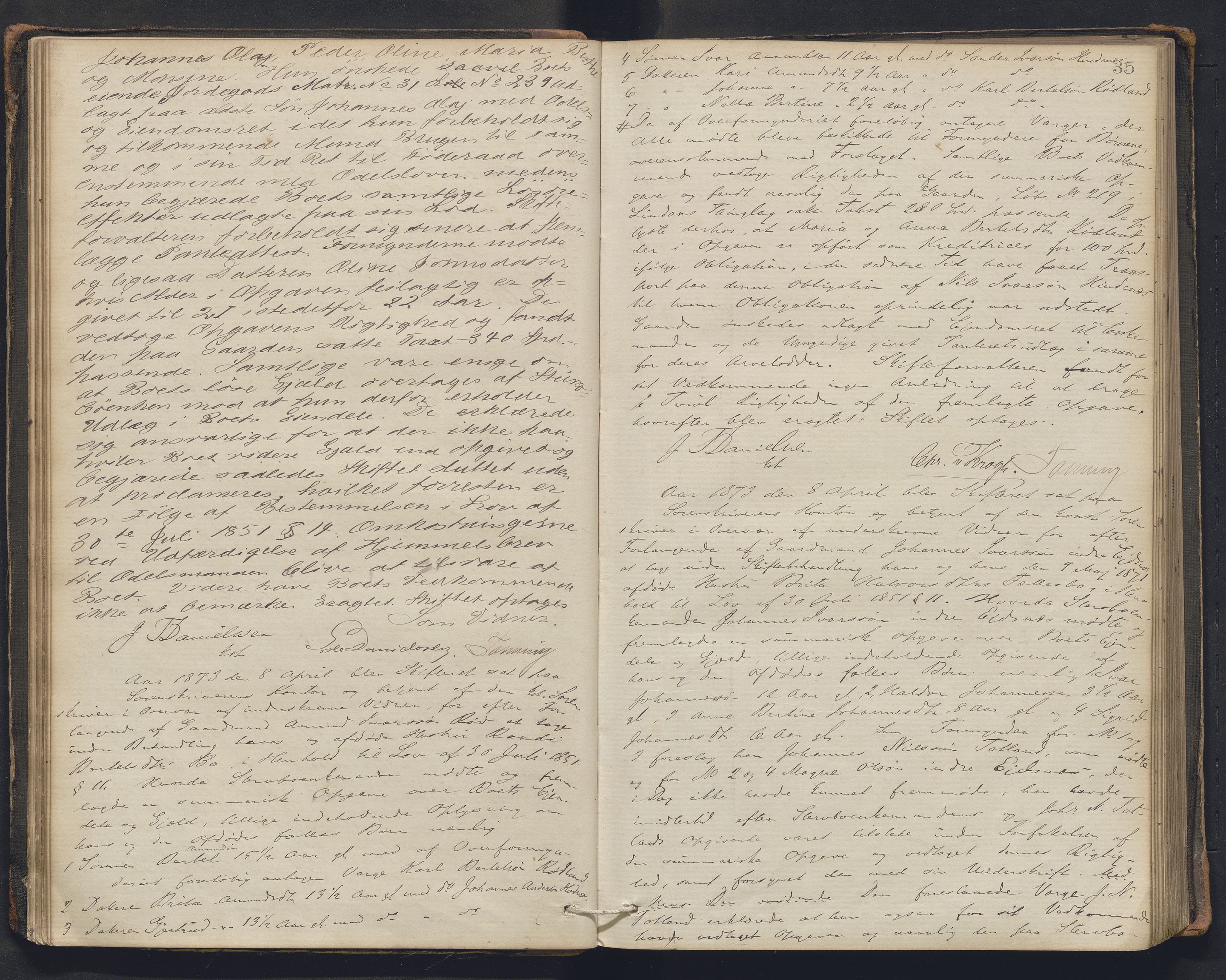 Nordhordland sorenskrivar, AV/SAB-A-2901/1/H/Hc/L0002: Skifteforhandlingsprotokollar, 1871-1878, p. 35