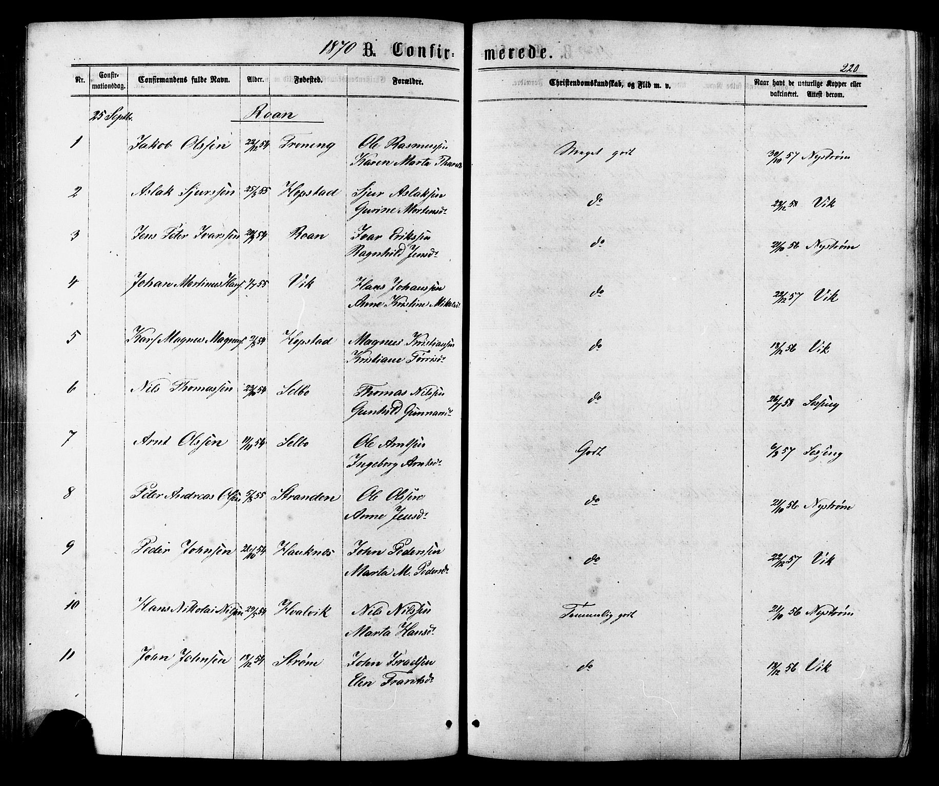 Ministerialprotokoller, klokkerbøker og fødselsregistre - Sør-Trøndelag, SAT/A-1456/657/L0706: Parish register (official) no. 657A07, 1867-1878, p. 220