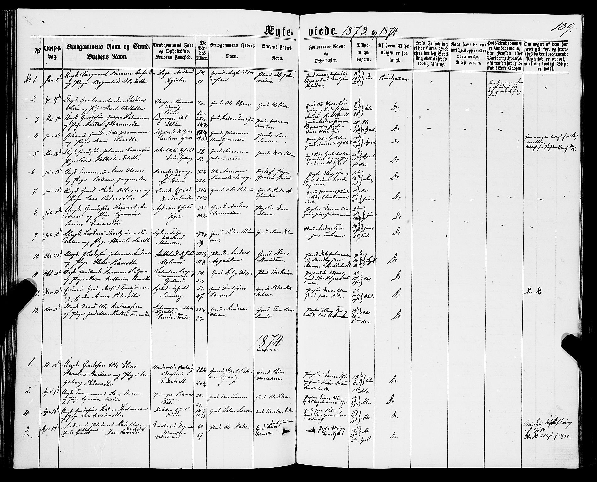 Stord sokneprestembete, SAB/A-78201/H/Haa: Parish register (official) no. B 1, 1862-1877, p. 139