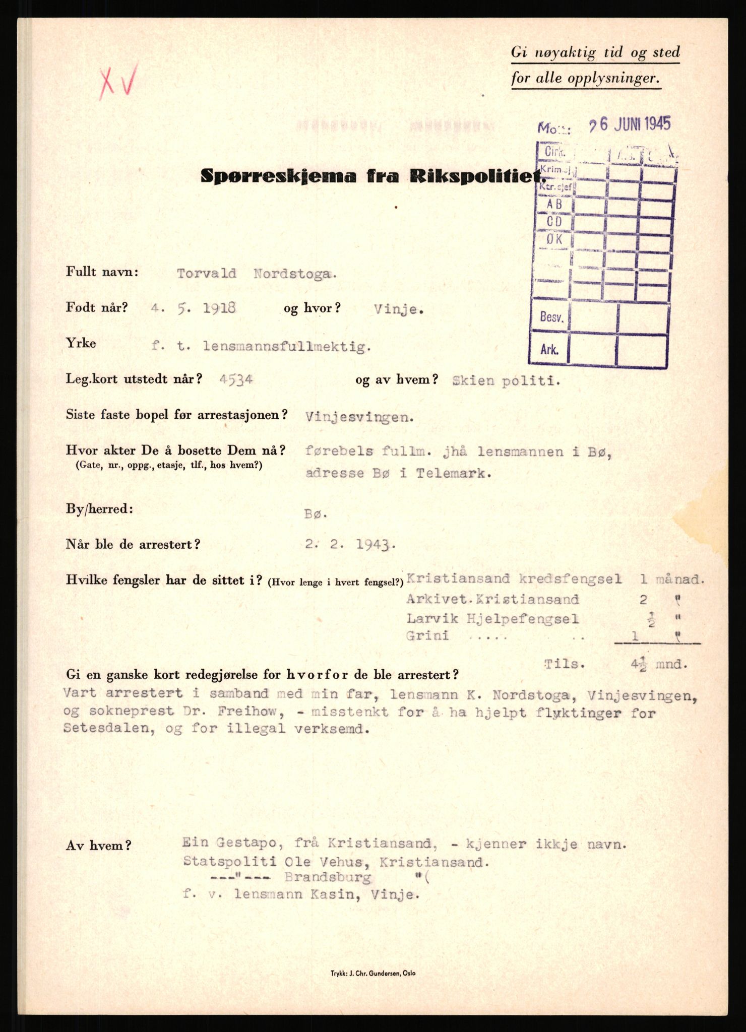 Rikspolitisjefen, AV/RA-S-1560/L/L0012: Mogensen, Øivind - Noraas, Lars, 1940-1945, p. 1056