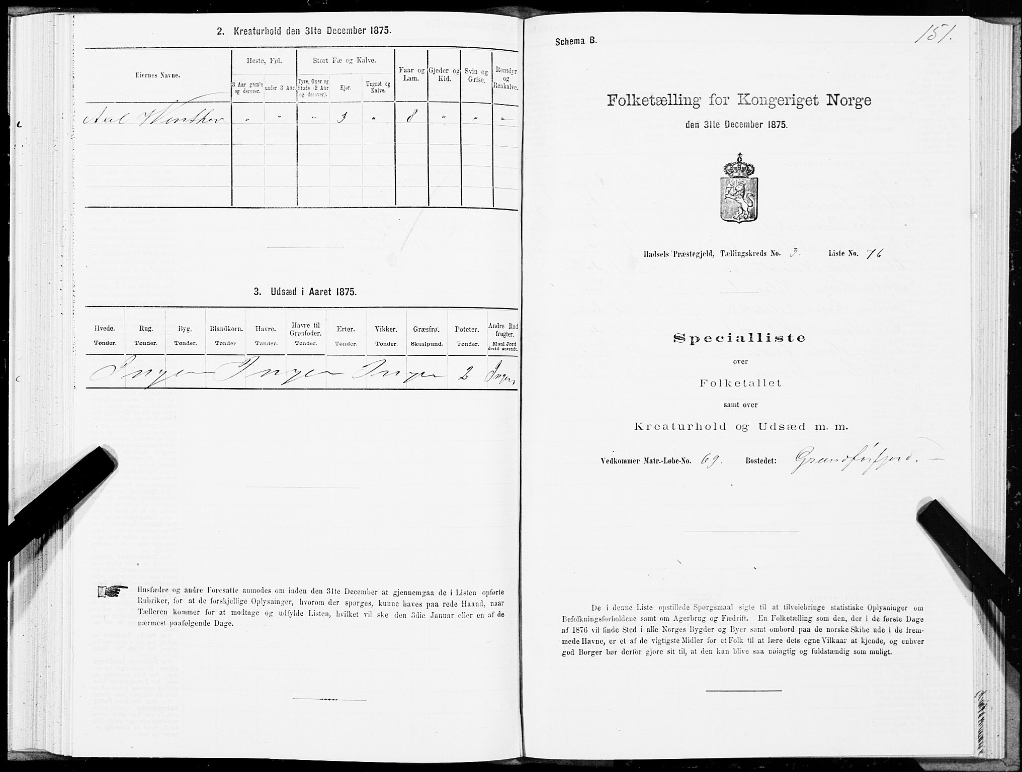 SAT, 1875 census for 1866P Hadsel, 1875, p. 2151