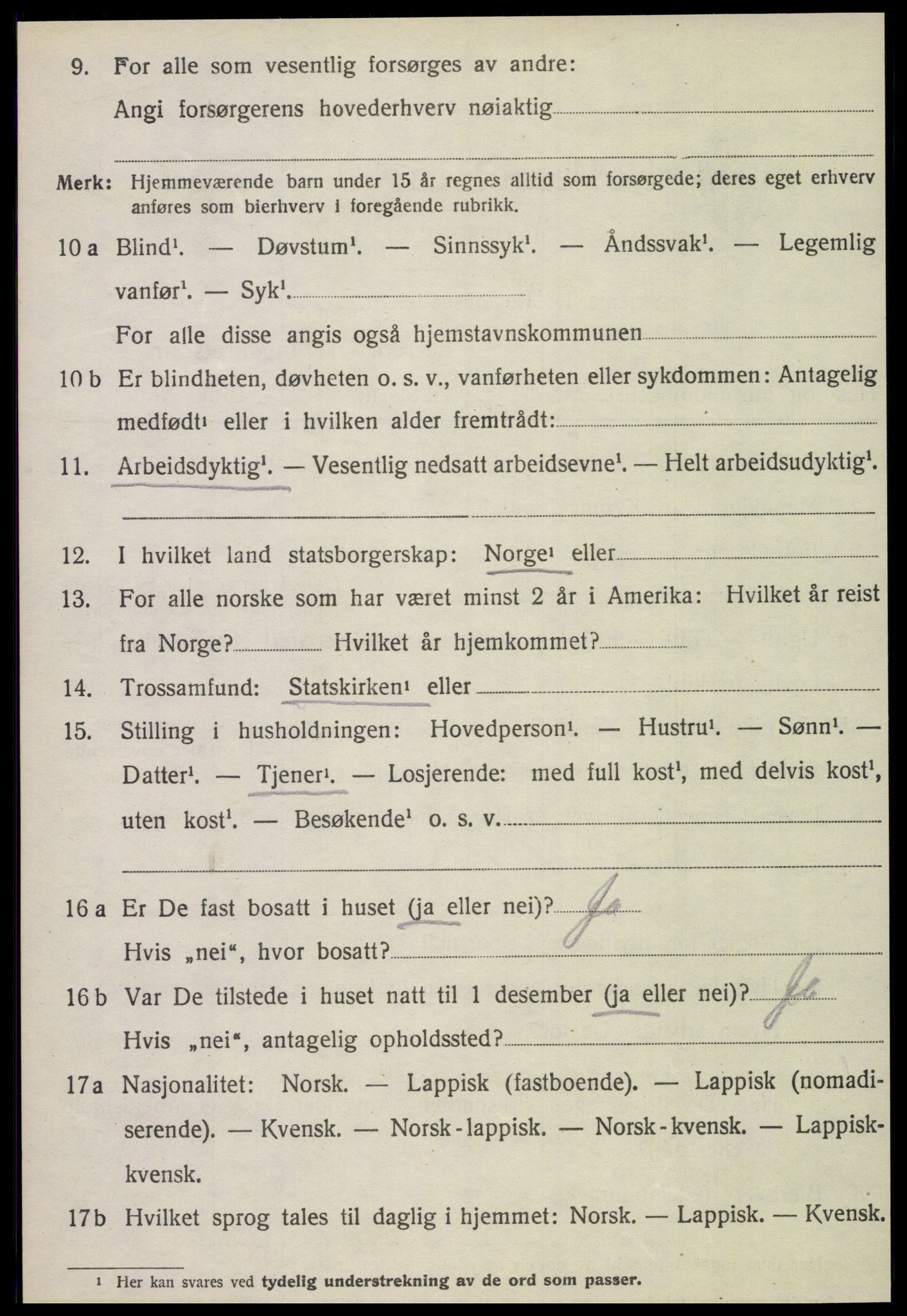 SAT, 1920 census for Fauske, 1920, p. 10107