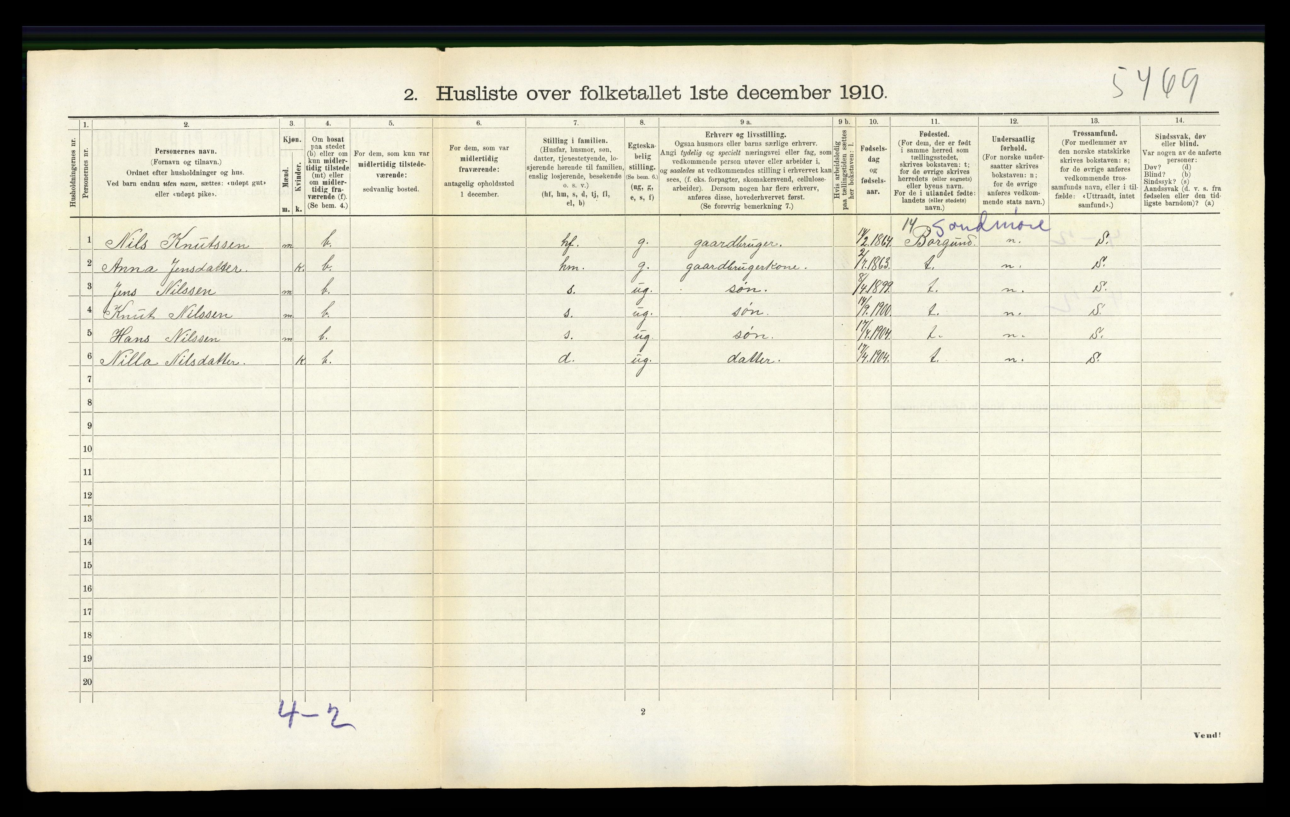 RA, 1910 census for Skodje, 1910, p. 204