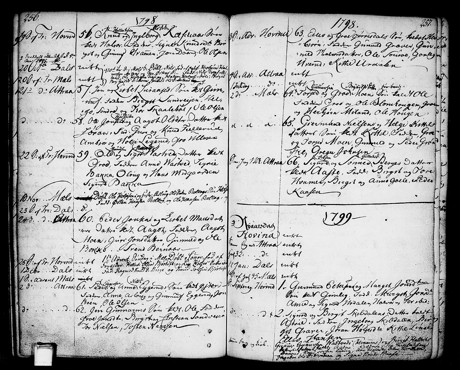 Tinn kirkebøker, SAKO/A-308/F/Fa/L0002: Parish register (official) no. I 2, 1757-1810, p. 256-257