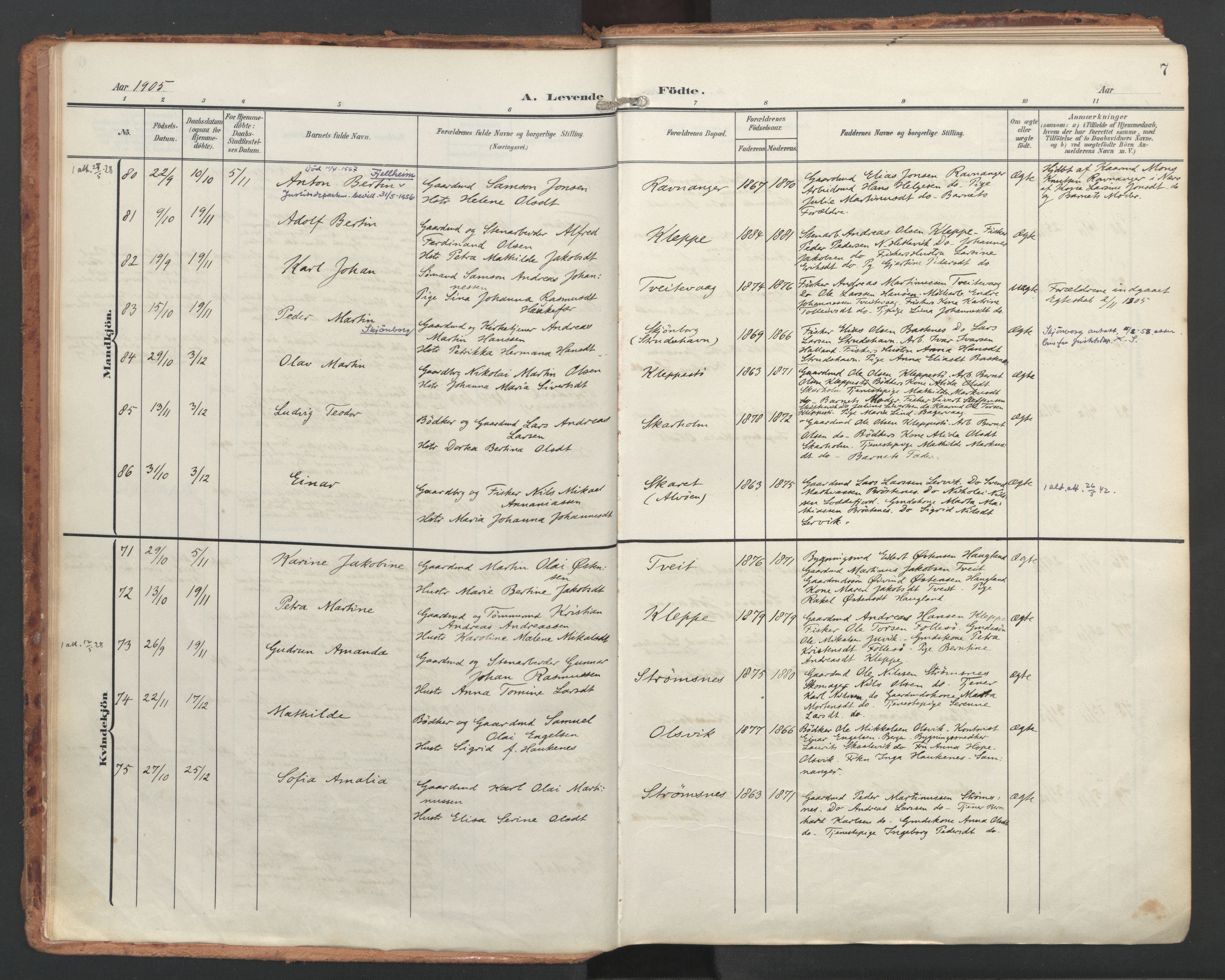 Askøy Sokneprestembete, AV/SAB-A-74101/H/Ha/Haa/Haac/L0002: Parish register (official) no. C 2, 1905-1922, p. 7