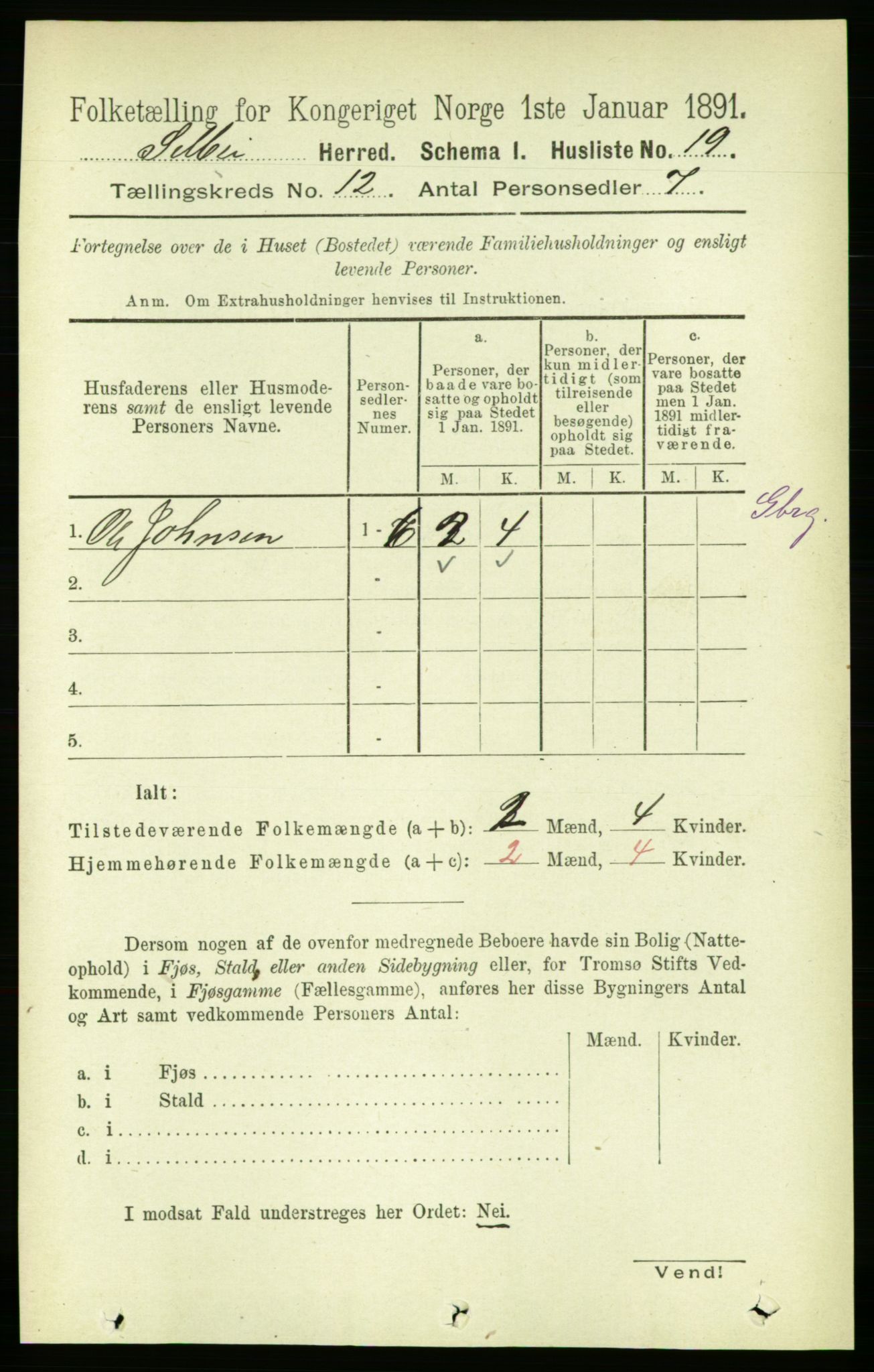 RA, 1891 census for 1664 Selbu, 1891, p. 4390