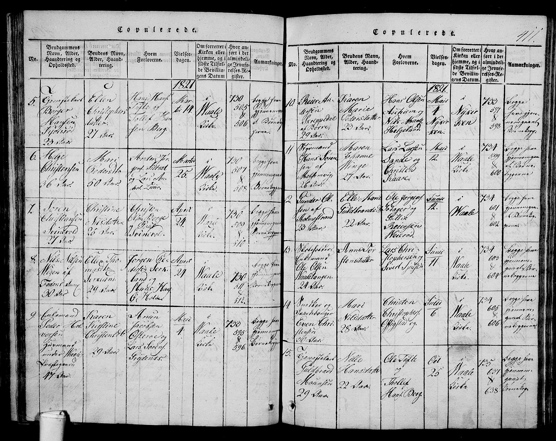 Våle kirkebøker, AV/SAKO-A-334/G/Ga/L0001: Parish register (copy) no. I 1, 1814-1824, p. 410-411