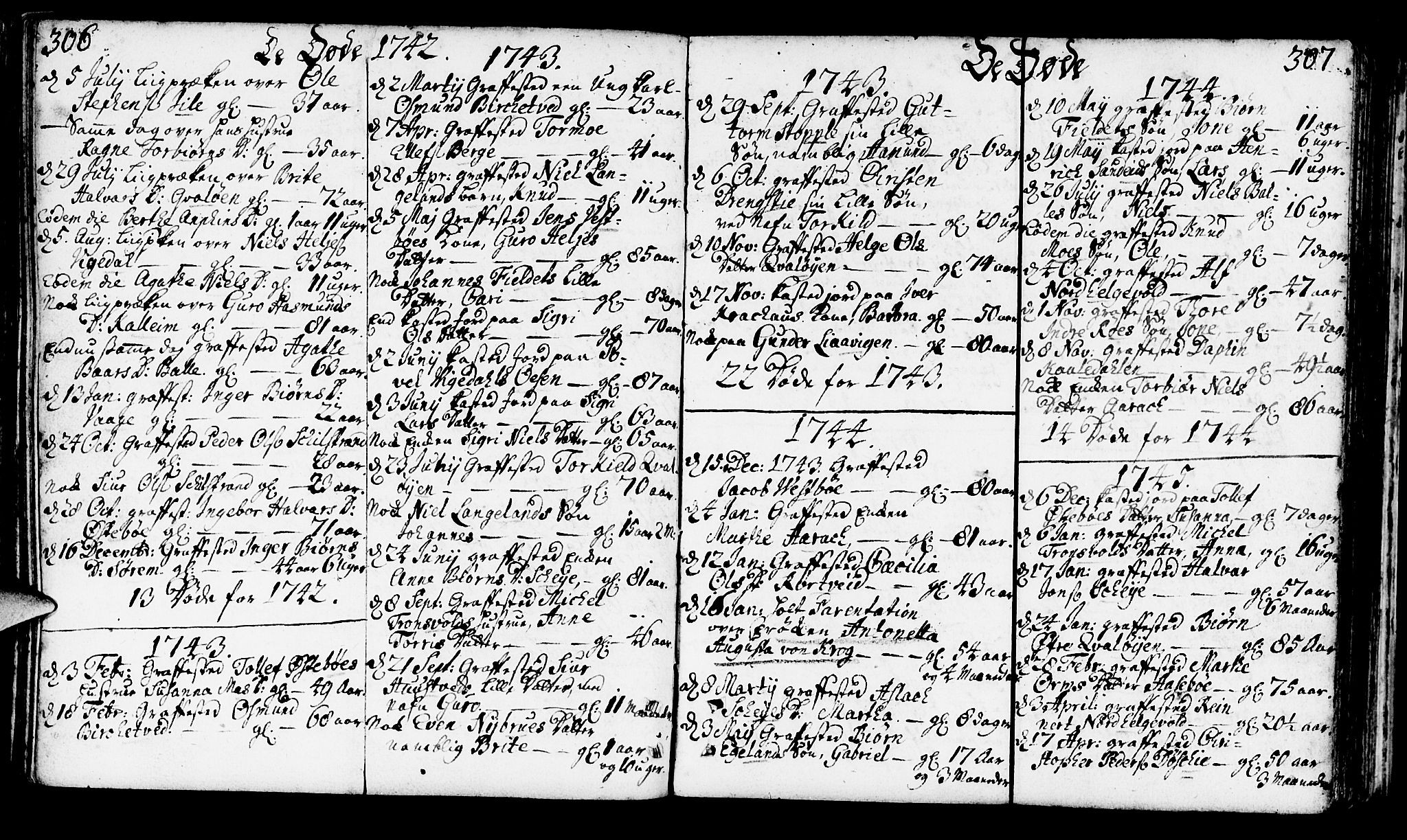 Vikedal sokneprestkontor, AV/SAST-A-101840/01/IV: Parish register (official) no. A 1, 1737-1778, p. 306-307