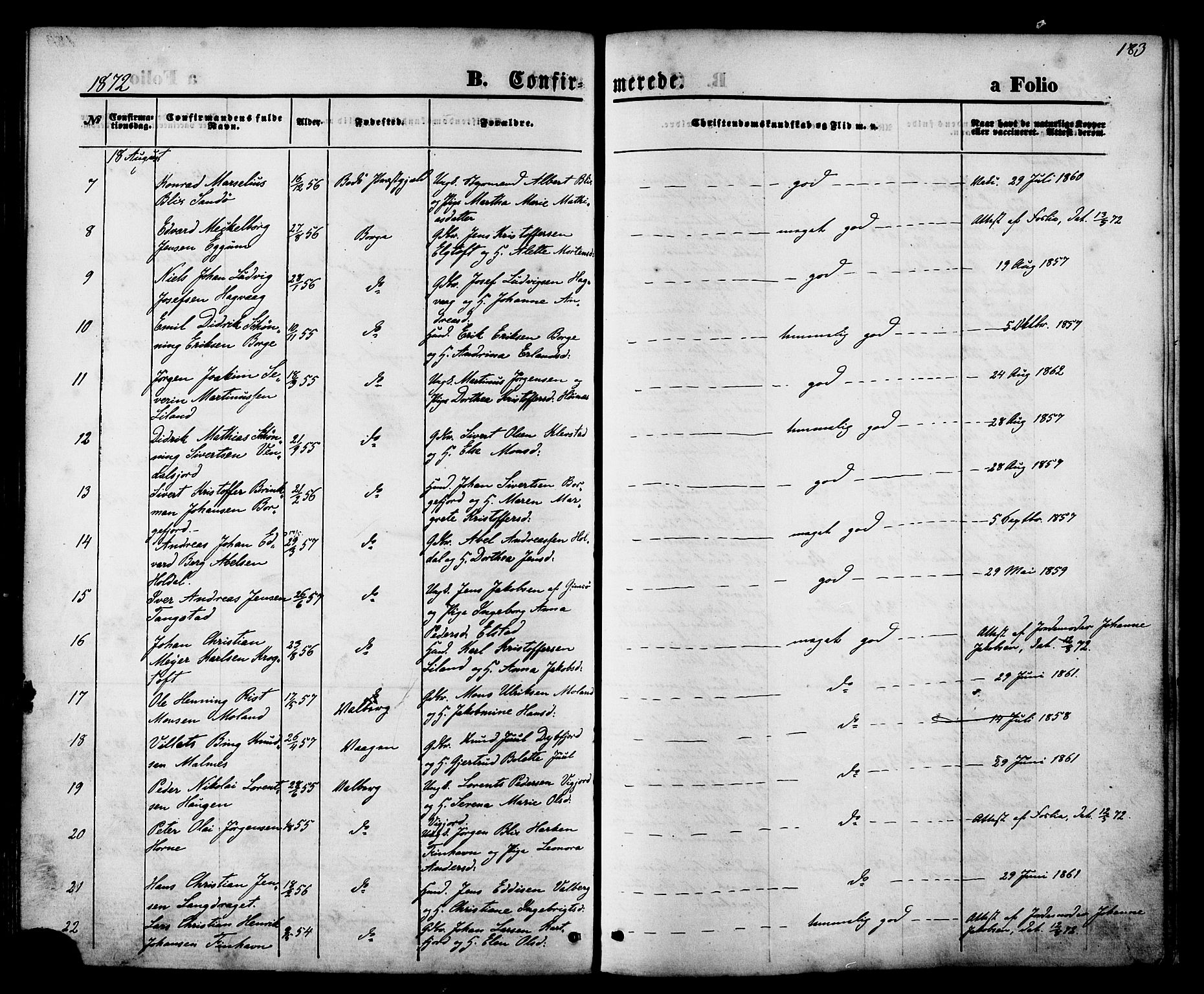 Ministerialprotokoller, klokkerbøker og fødselsregistre - Nordland, AV/SAT-A-1459/880/L1132: Parish register (official) no. 880A06, 1869-1887, p. 183