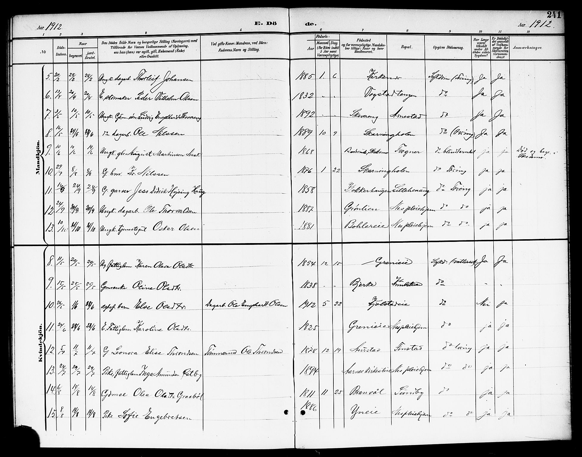 Nes prestekontor Kirkebøker, AV/SAO-A-10410/G/Ga/L0002: Parish register (copy) no. I 2, 1901-1912, p. 241