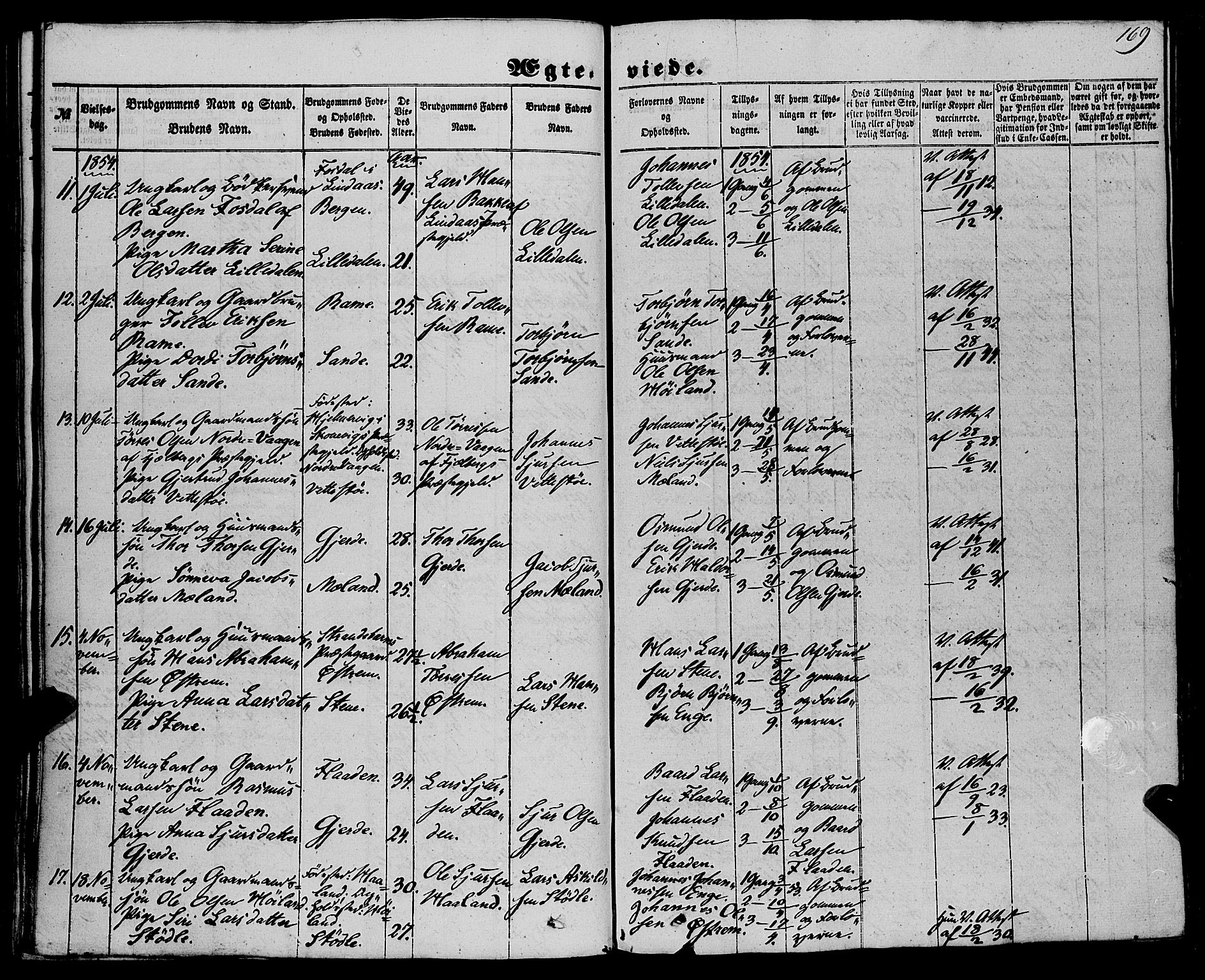 Etne sokneprestembete, SAB/A-75001/H/Haa: Parish register (official) no. A 8, 1848-1862, p. 169