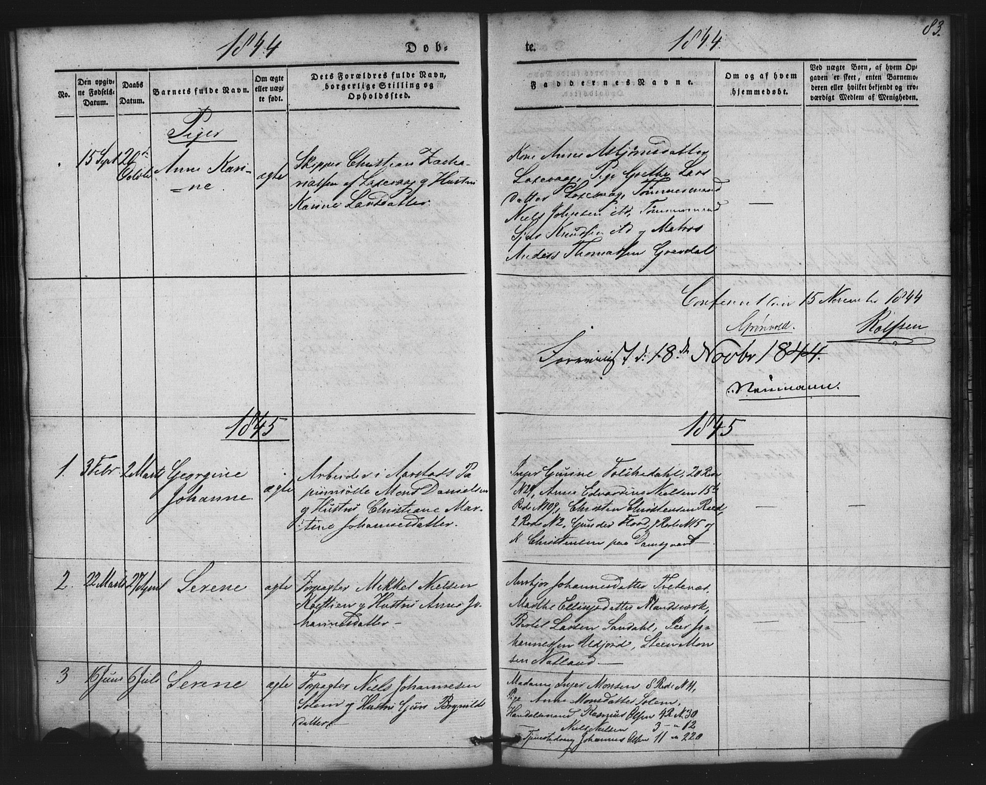 St. Jørgens hospital og Årstad sokneprestembete, AV/SAB-A-99934: Parish register (copy) no. A 2, 1843-1863, p. 83