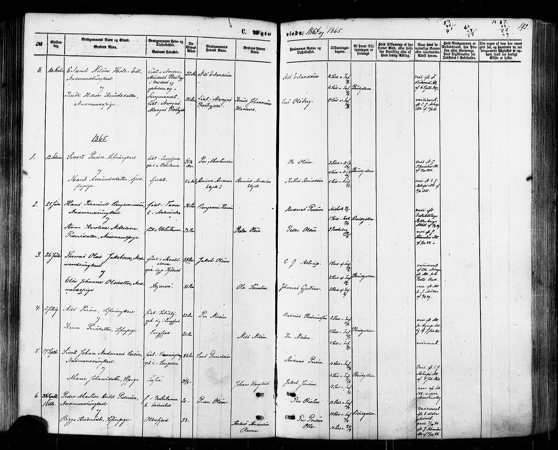 Tana sokneprestkontor, SATØ/S-1334/H/Ha/L0002kirke: Parish register (official) no. 2 /1, 1861-1877, p. 192