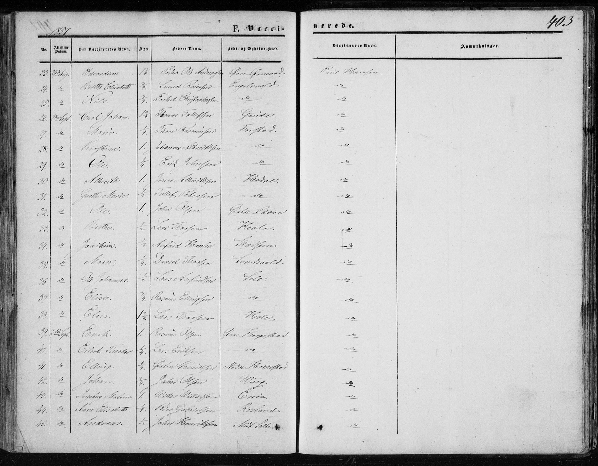 Klepp sokneprestkontor, AV/SAST-A-101803/001/3/30BA/L0005: Parish register (official) no. A 5, 1853-1870, p. 403