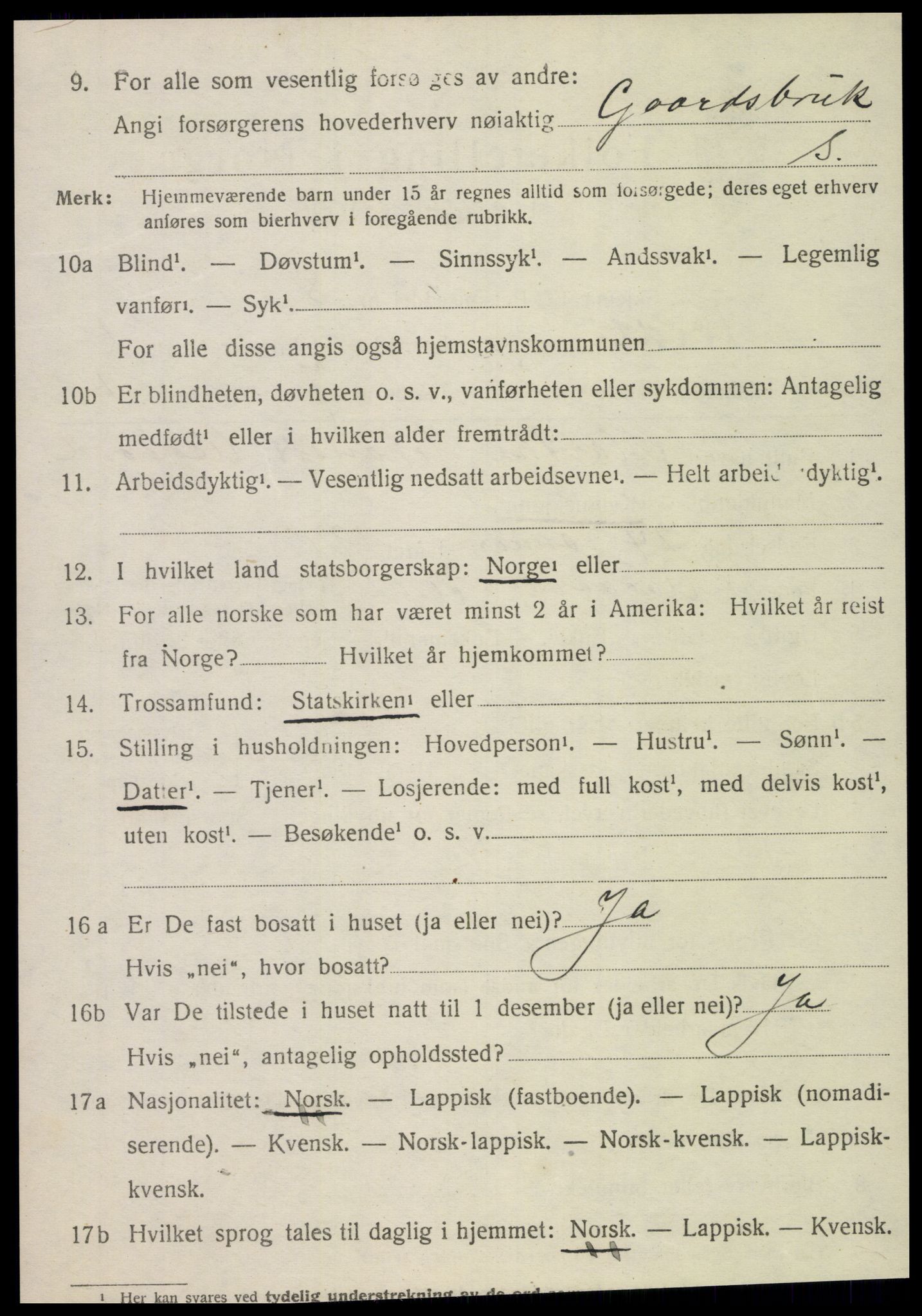 SAT, 1920 census for Nordli, 1920, p. 694