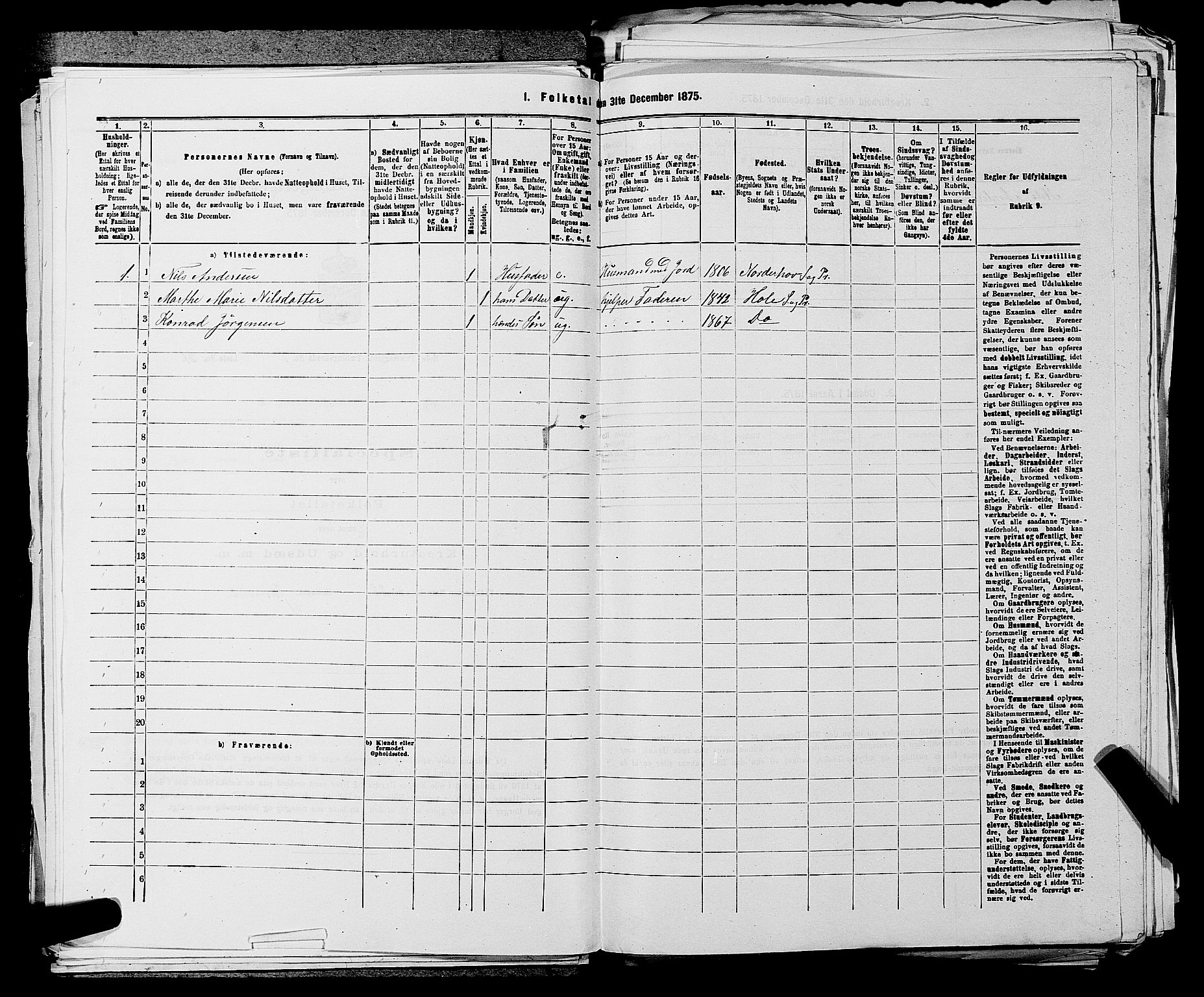 SAKO, 1875 census for 0612P Hole, 1875, p. 155