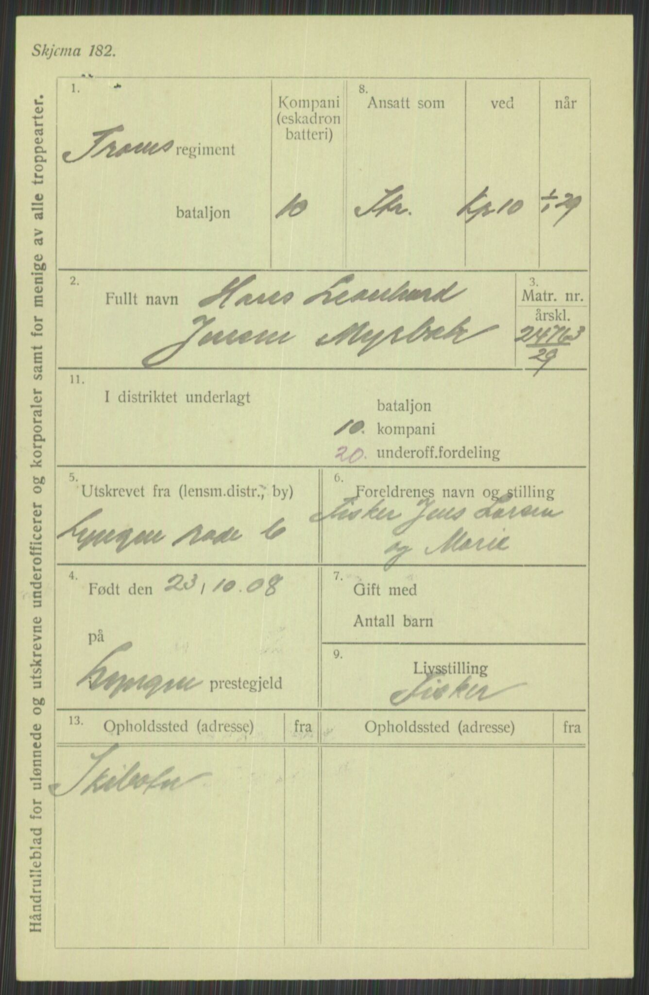 Forsvaret, Troms infanteriregiment nr. 16, AV/RA-RAFA-3146/P/Pa/L0013/0004: Rulleblad / Rulleblad for regimentets menige mannskaper, årsklasse 1929, 1929, p. 821