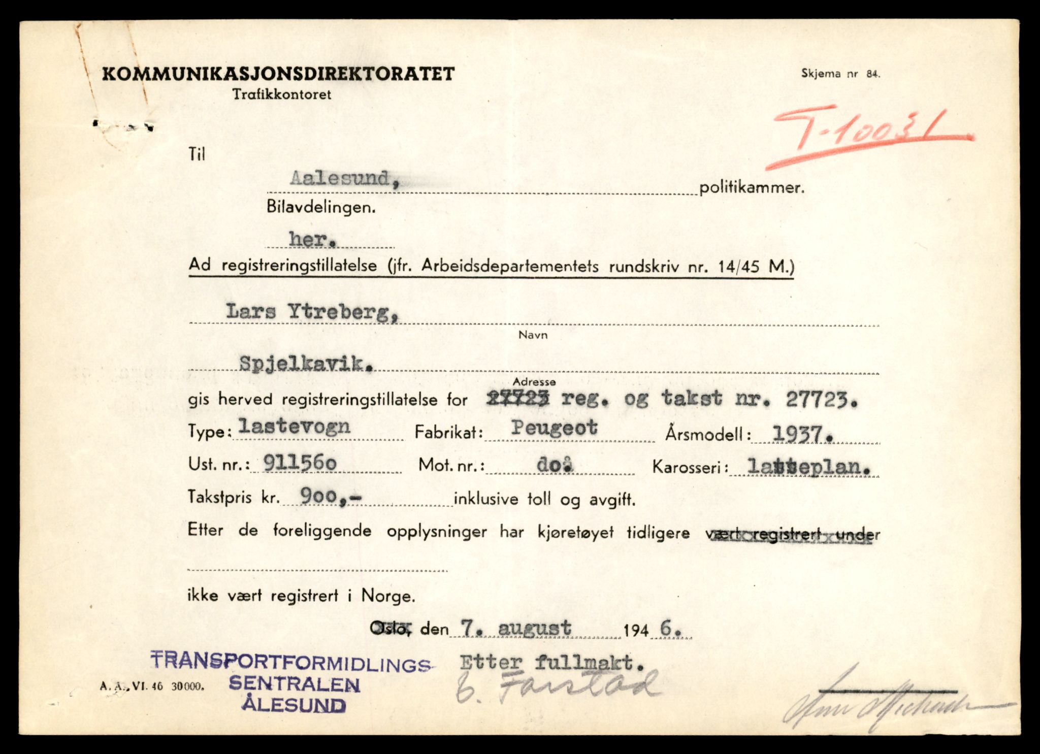 Møre og Romsdal vegkontor - Ålesund trafikkstasjon, AV/SAT-A-4099/F/Fe/L0017: Registreringskort for kjøretøy T 1985 - T 10090, 1927-1998, p. 1883