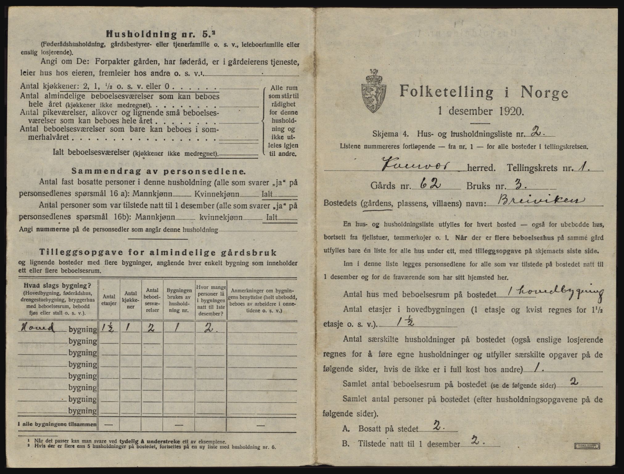 SAT, 1920 census for Kvenvær, 1920, p. 30