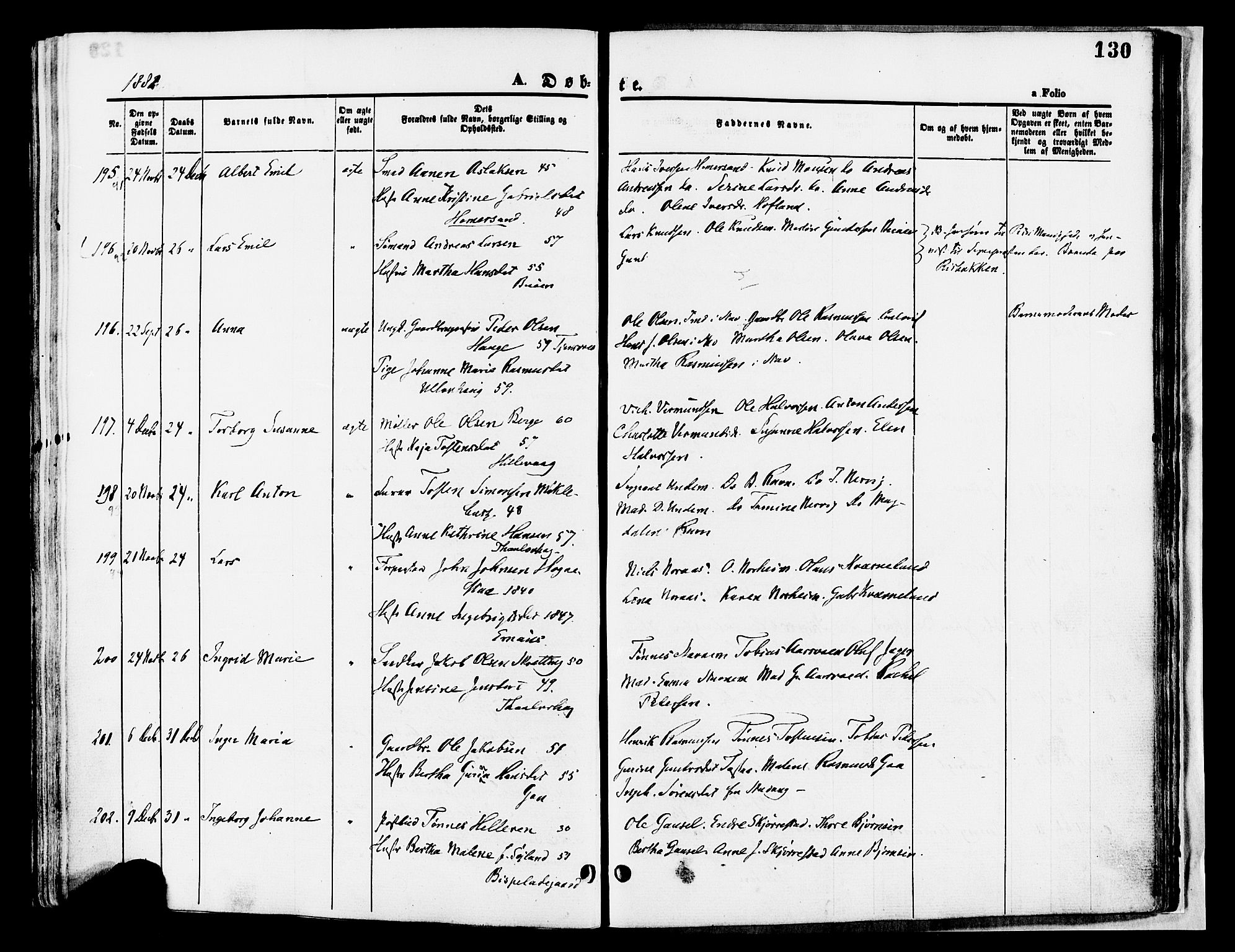 Hetland sokneprestkontor, AV/SAST-A-101826/30/30BA/L0008: Parish register (official) no. A 8, 1877-1884, p. 130