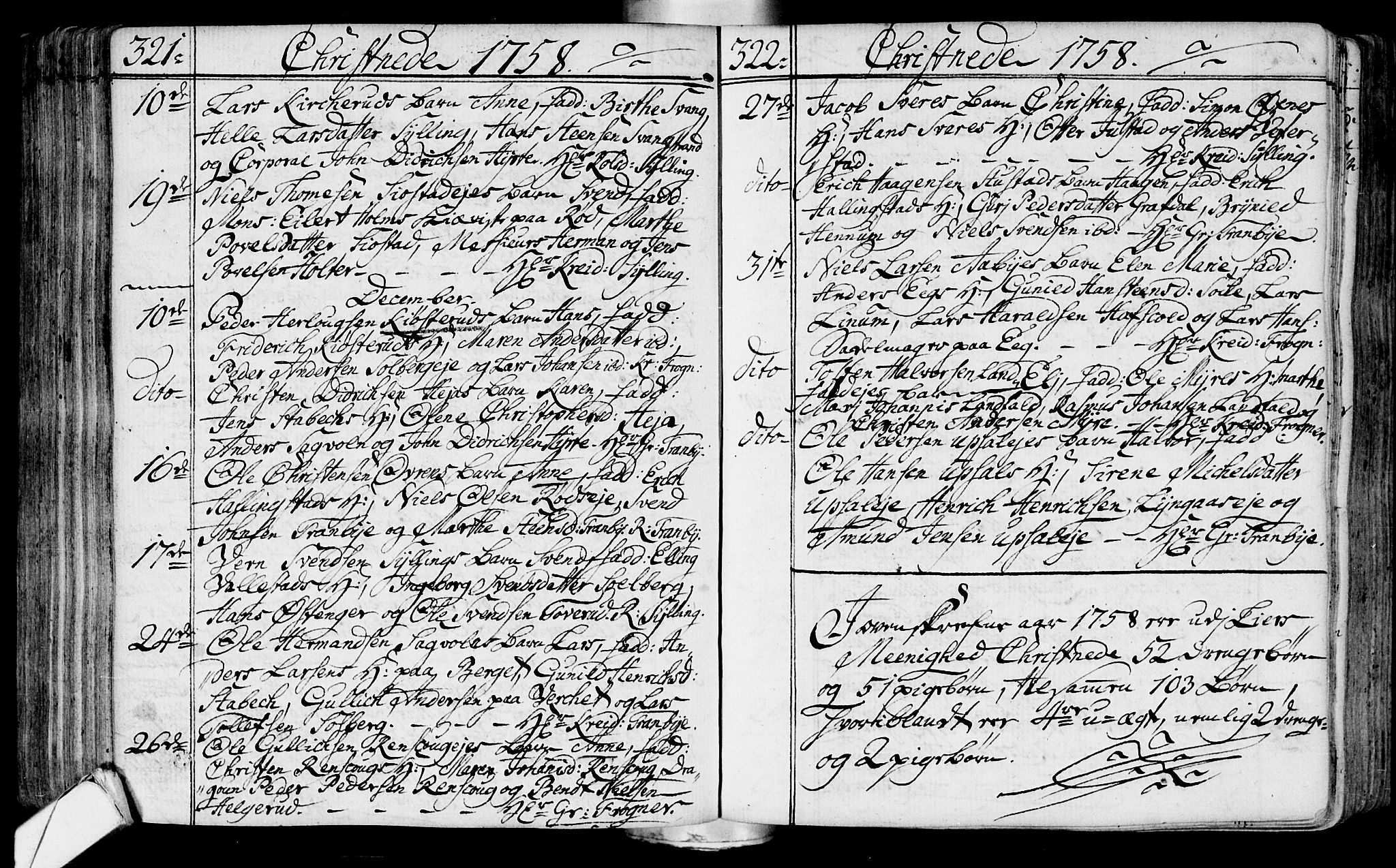 Lier kirkebøker, AV/SAKO-A-230/F/Fa/L0004: Parish register (official) no. I 4, 1749-1764, p. 321-322