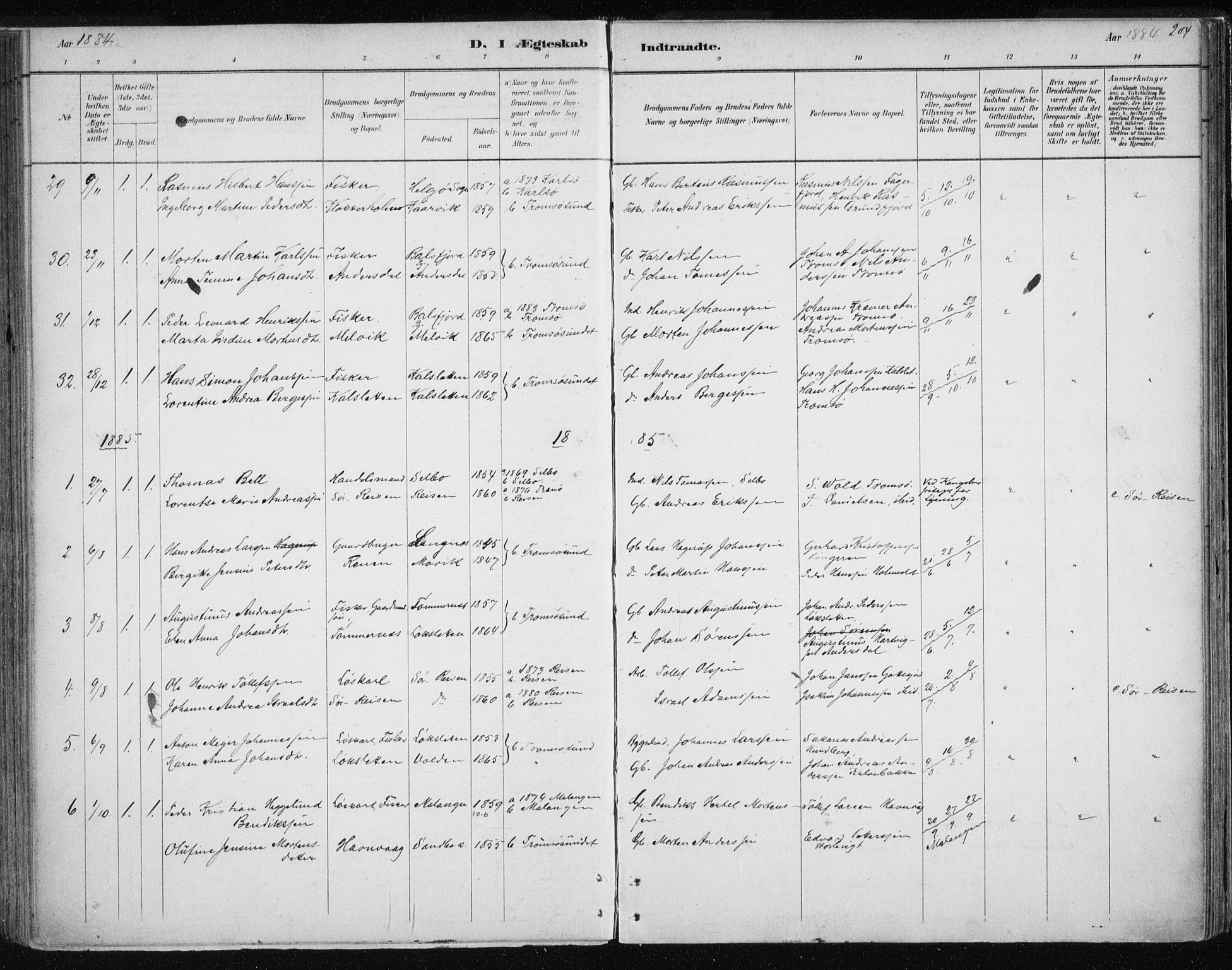 Tromsøysund sokneprestkontor, SATØ/S-1304/G/Ga/L0004kirke: Parish register (official) no. 4, 1880-1888, p. 204