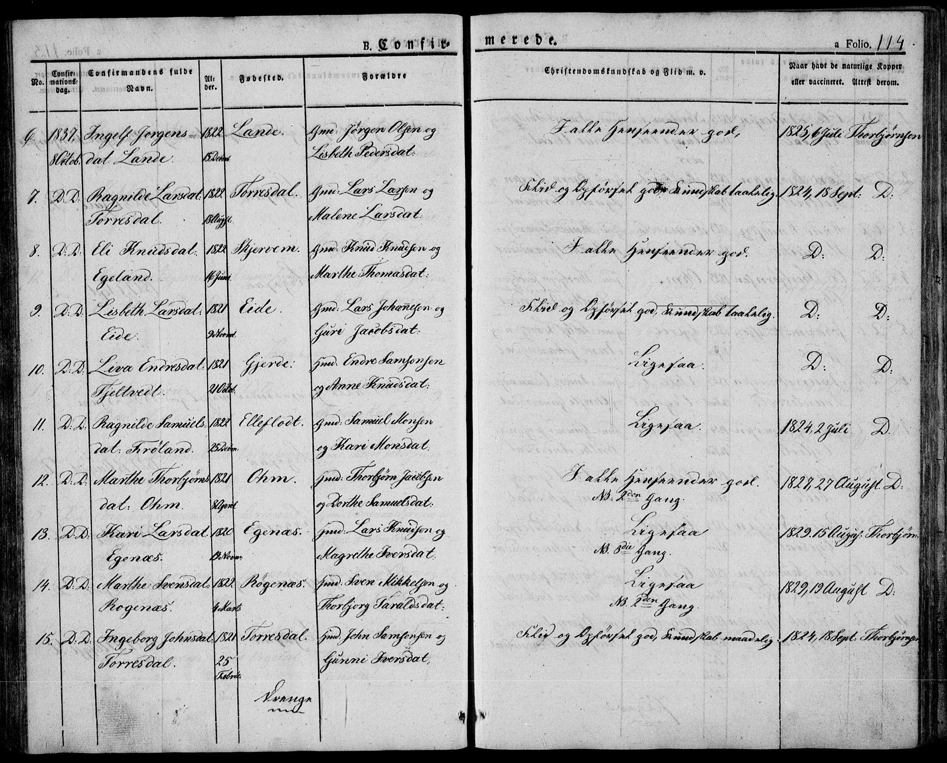 Skjold sokneprestkontor, AV/SAST-A-101847/H/Ha/Haa/L0005: Parish register (official) no. A 5, 1830-1856, p. 114