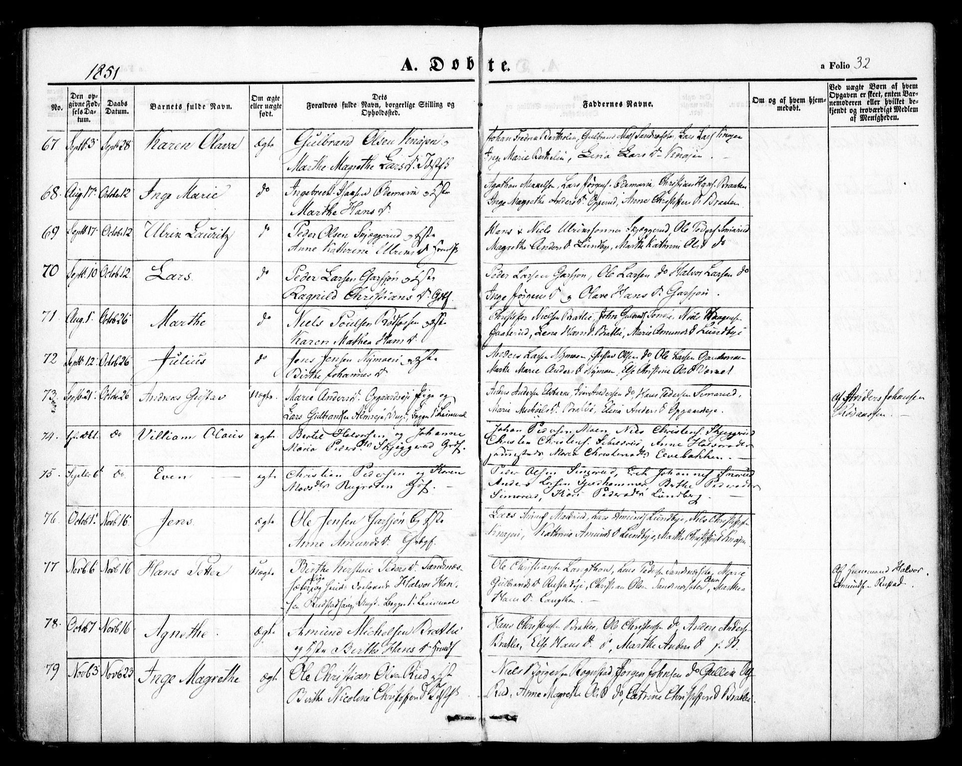 Hurdal prestekontor Kirkebøker, AV/SAO-A-10889/F/Fa/L0005: Parish register (official) no. I 5, 1846-1859, p. 32