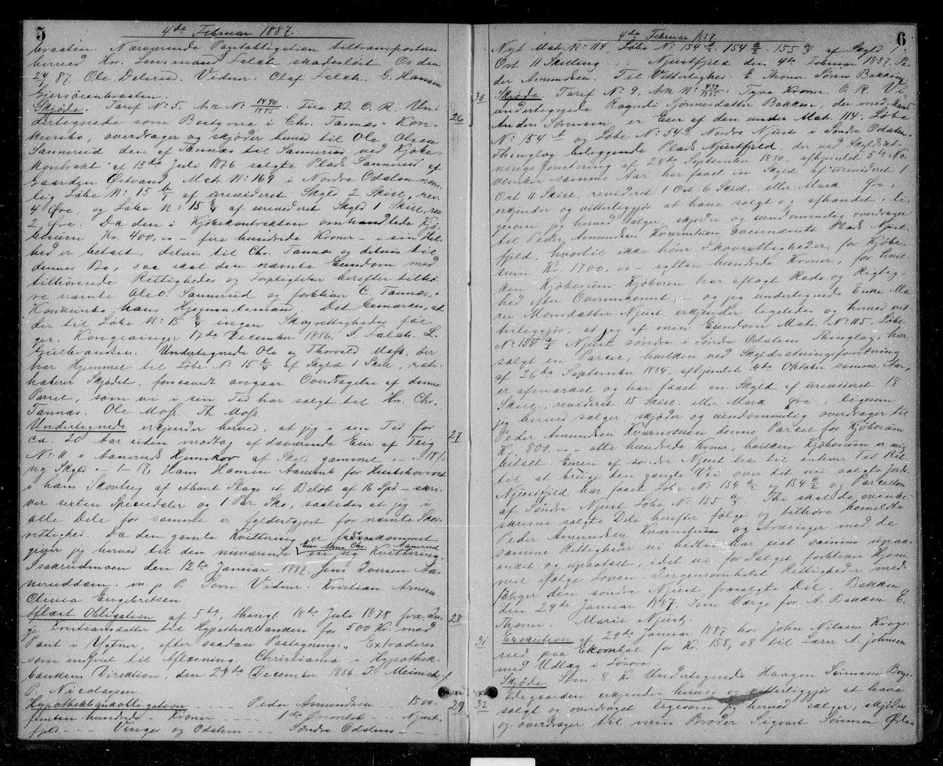 Vinger og Odal sorenskriveri, AV/SAH-TING-022/H/Hb/Hbb/L0004: Mortgage book no. 4, 1887-1890, p. 6