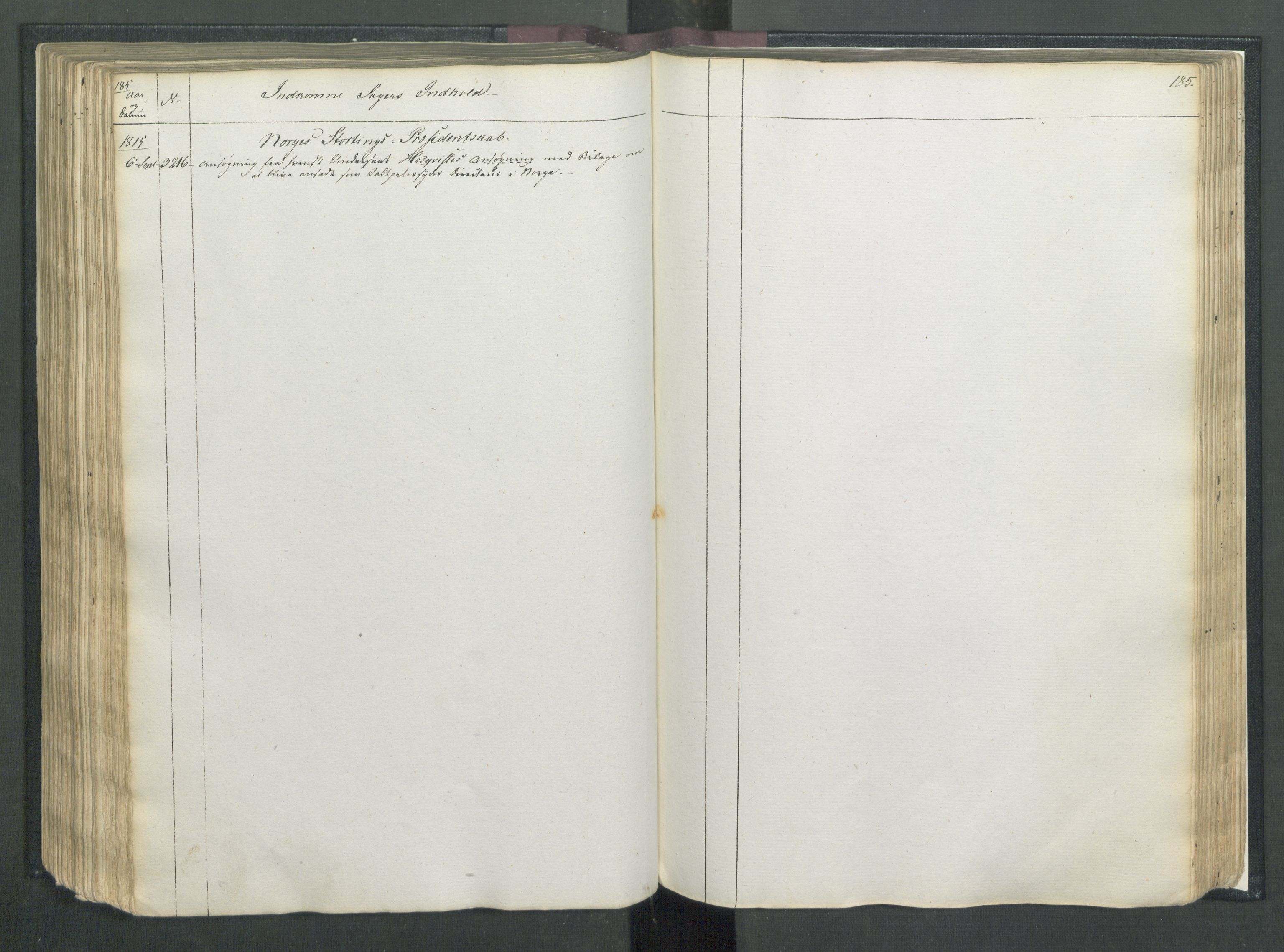 Armédepartementet, RA/RAFA-3493/C/Ca/L0007: 6. Departements Register, 1815, p. 185