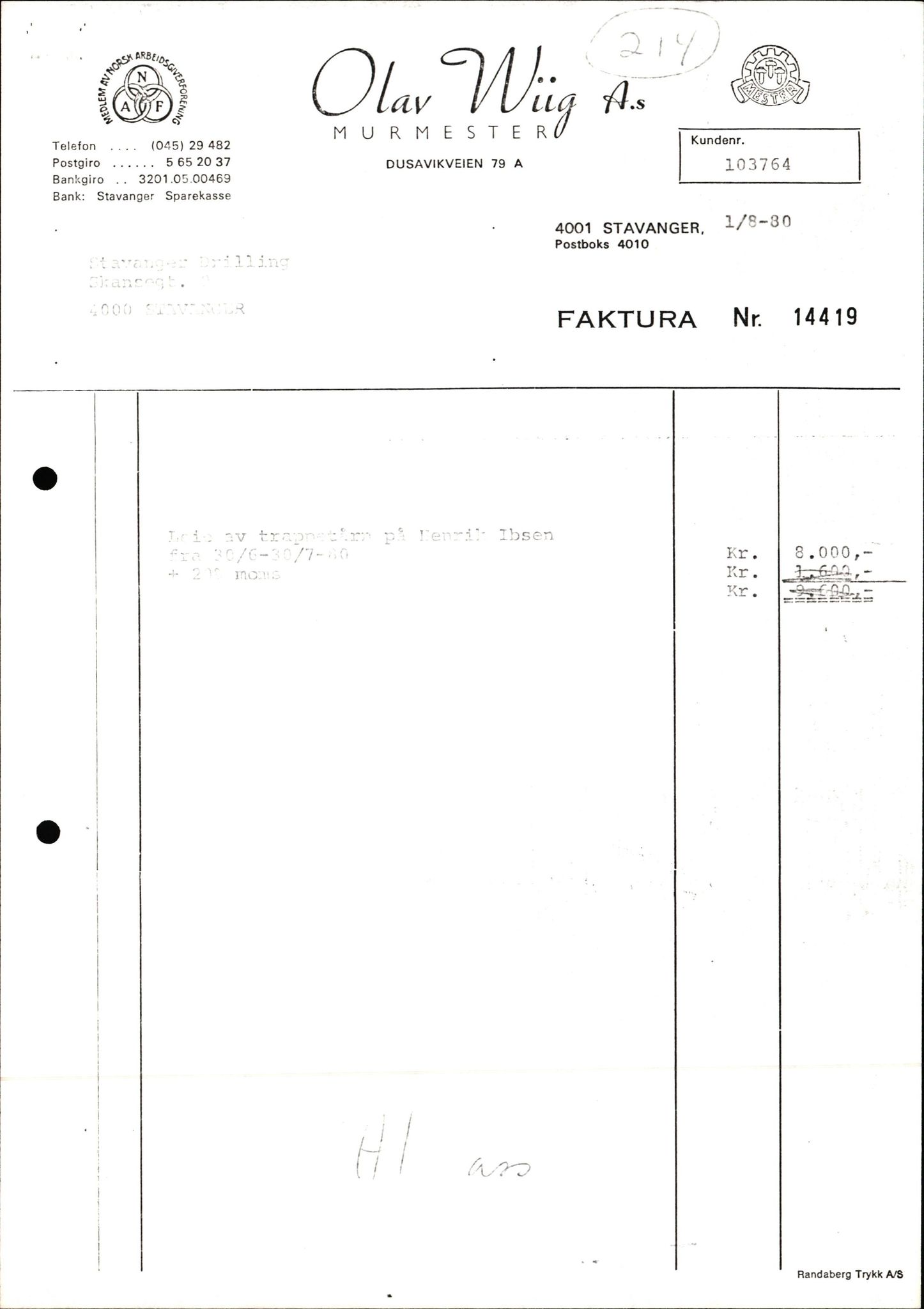 Pa 1503 - Stavanger Drilling AS, AV/SAST-A-101906/2/E/Ec/Eca/L0013: Sak og korrespondanse, 1980-1982